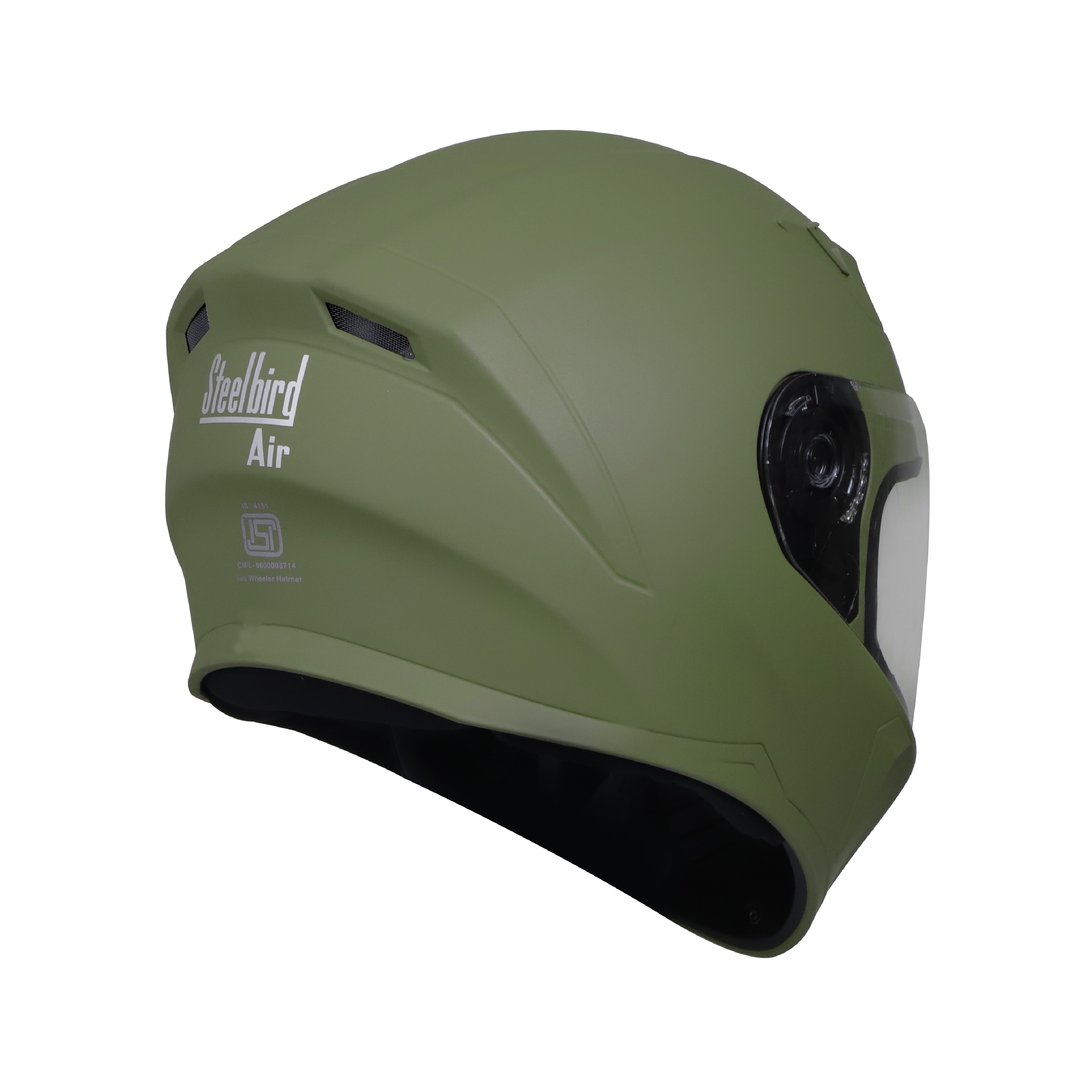 Steelbird SBA-21 GT Full Face ISI Certified Helmet (Matt Battle Green With Clear Visor)