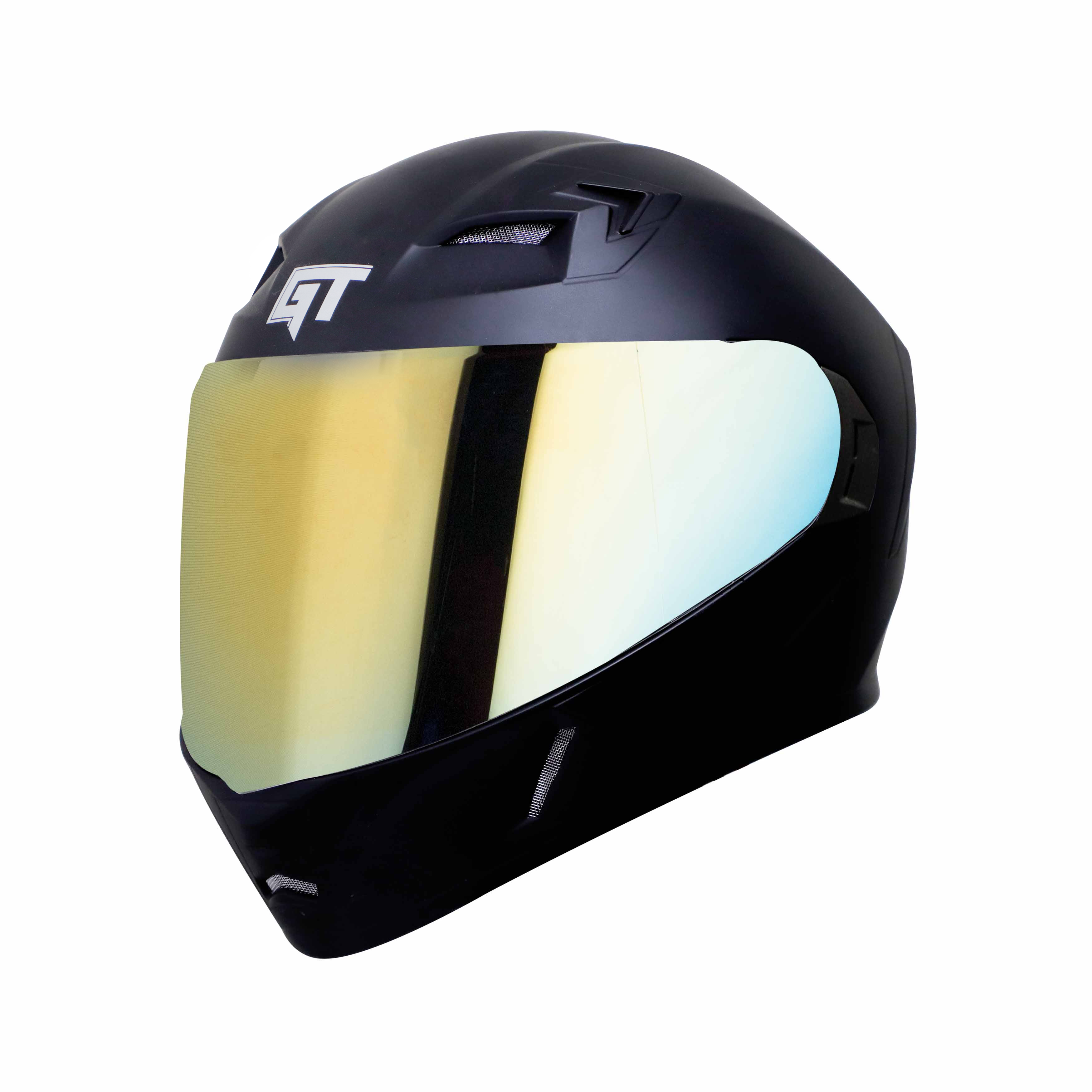 Steelbird SBA-21 GT Full Face ISI Certified Helmet (Glossy Black With Chrome Gold Visor)