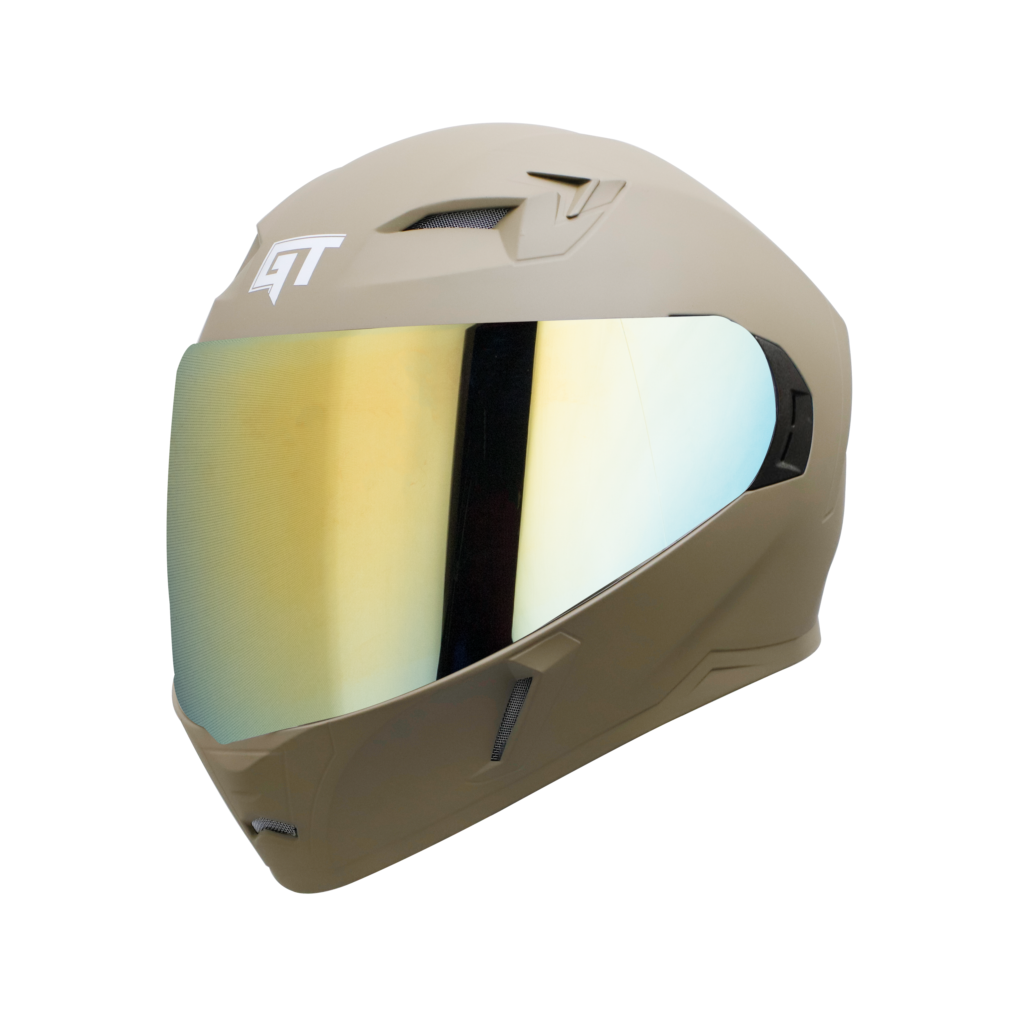 Steelbird SBA-21 GT Full Face ISI Certified Helmet (Matt Desert Storm With Chrome Gold Visor)