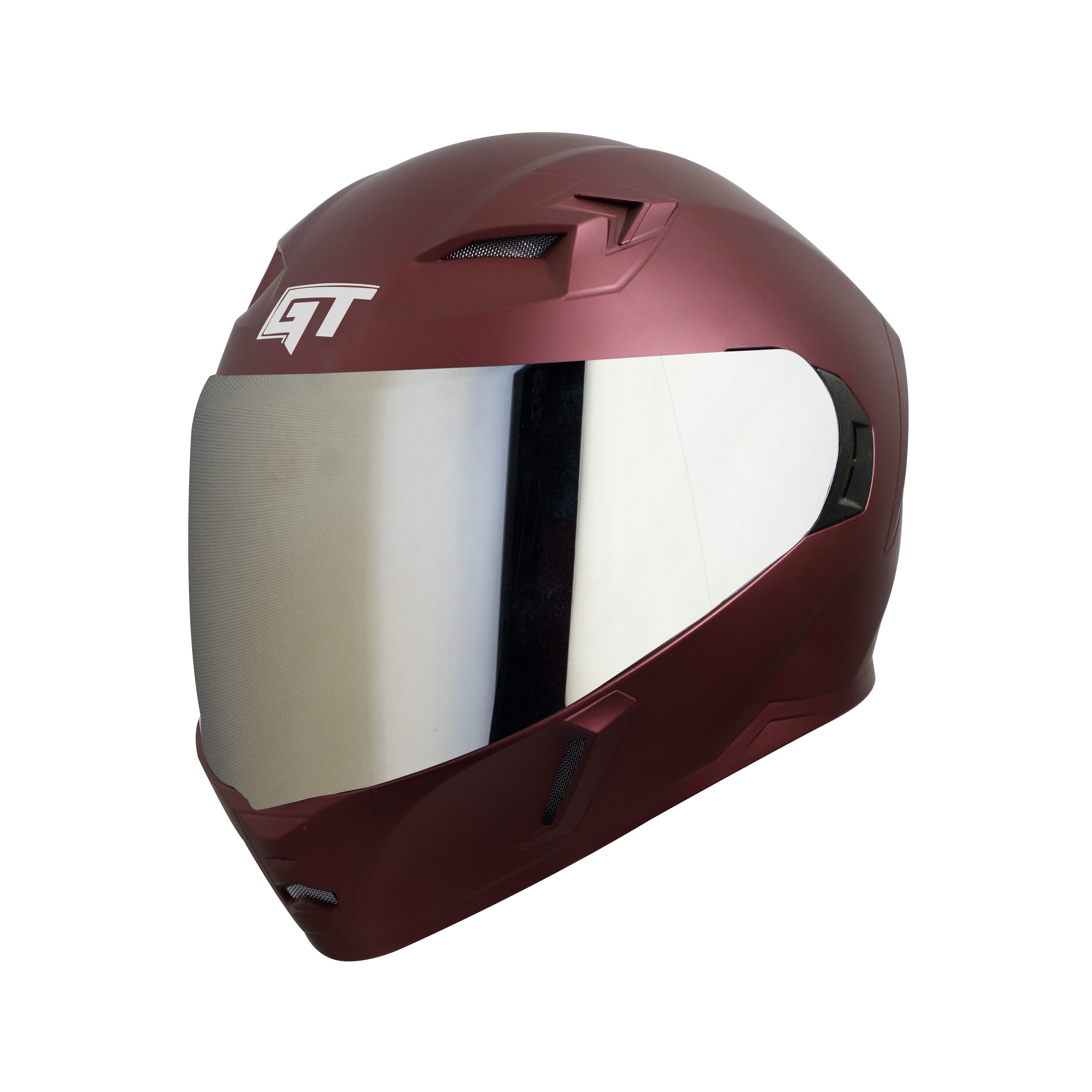 Steelbird SBA-21 GT Full Face ISI Certified Helmet (Matt Maroon With Chrome Silver Visor)