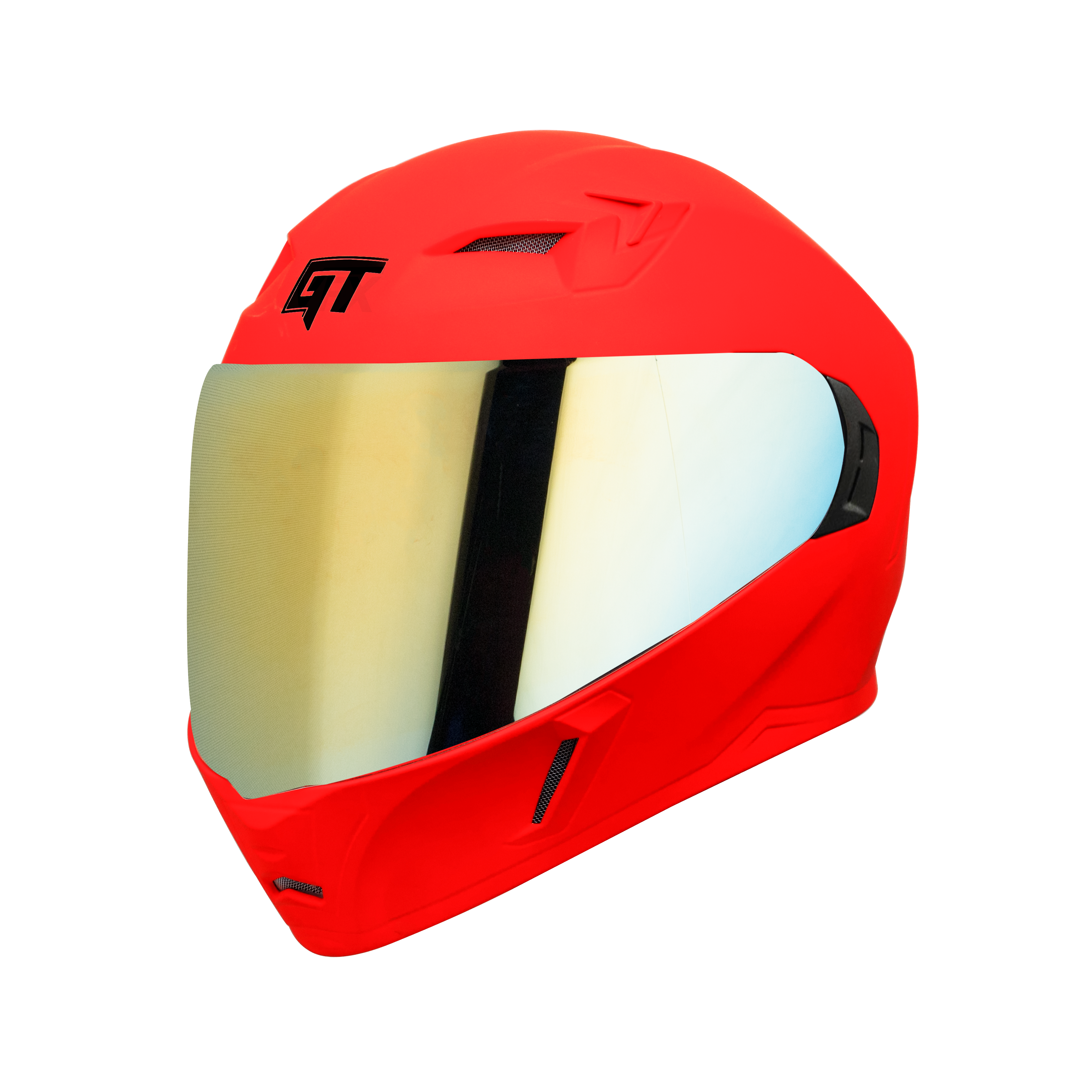 Steelbird SBA-21 GT Full Face ISI Certified Helmet (Glossy Fluo Red With Chrome Gold Visor)