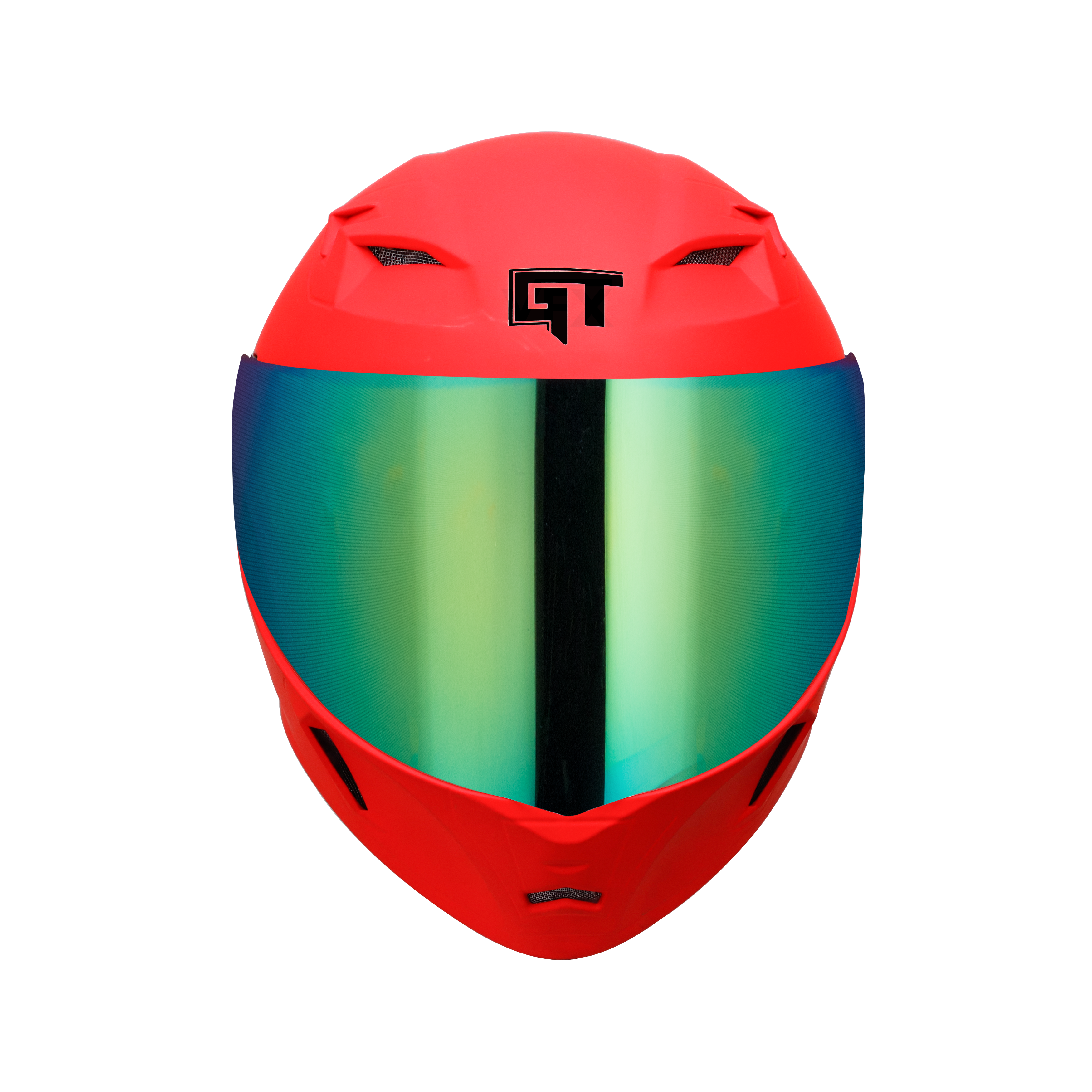 Steelbird SBA-21 GT Full Face ISI Certified Helmet (Glossy Fluo Watermelon With Chrome Blue Visor)