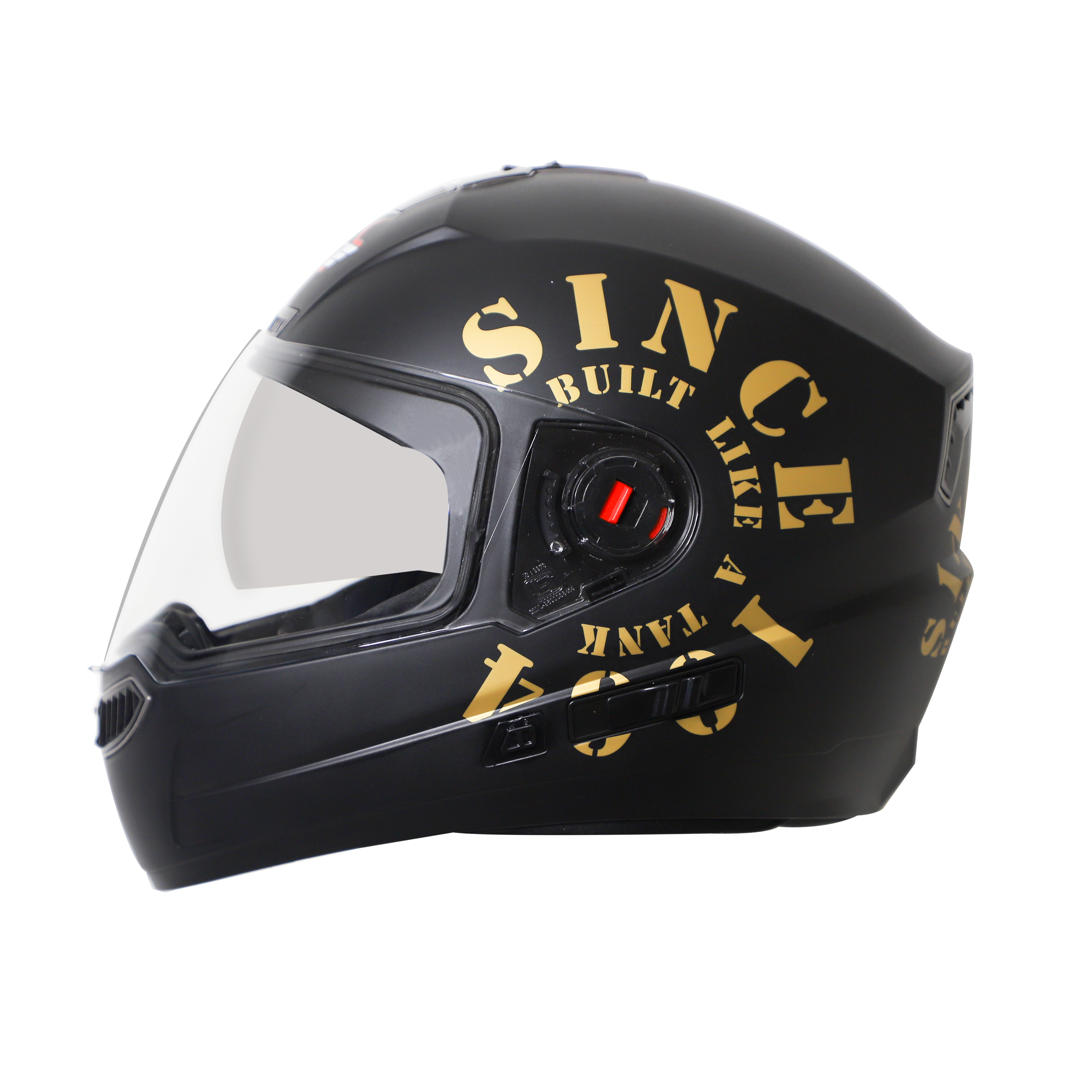 Steelbird SBA-1 Tank Double Visor Full Face Graphics Helmet, Inner Silver Sun Shield And Outer Clear Visor (Matt Black Gold)