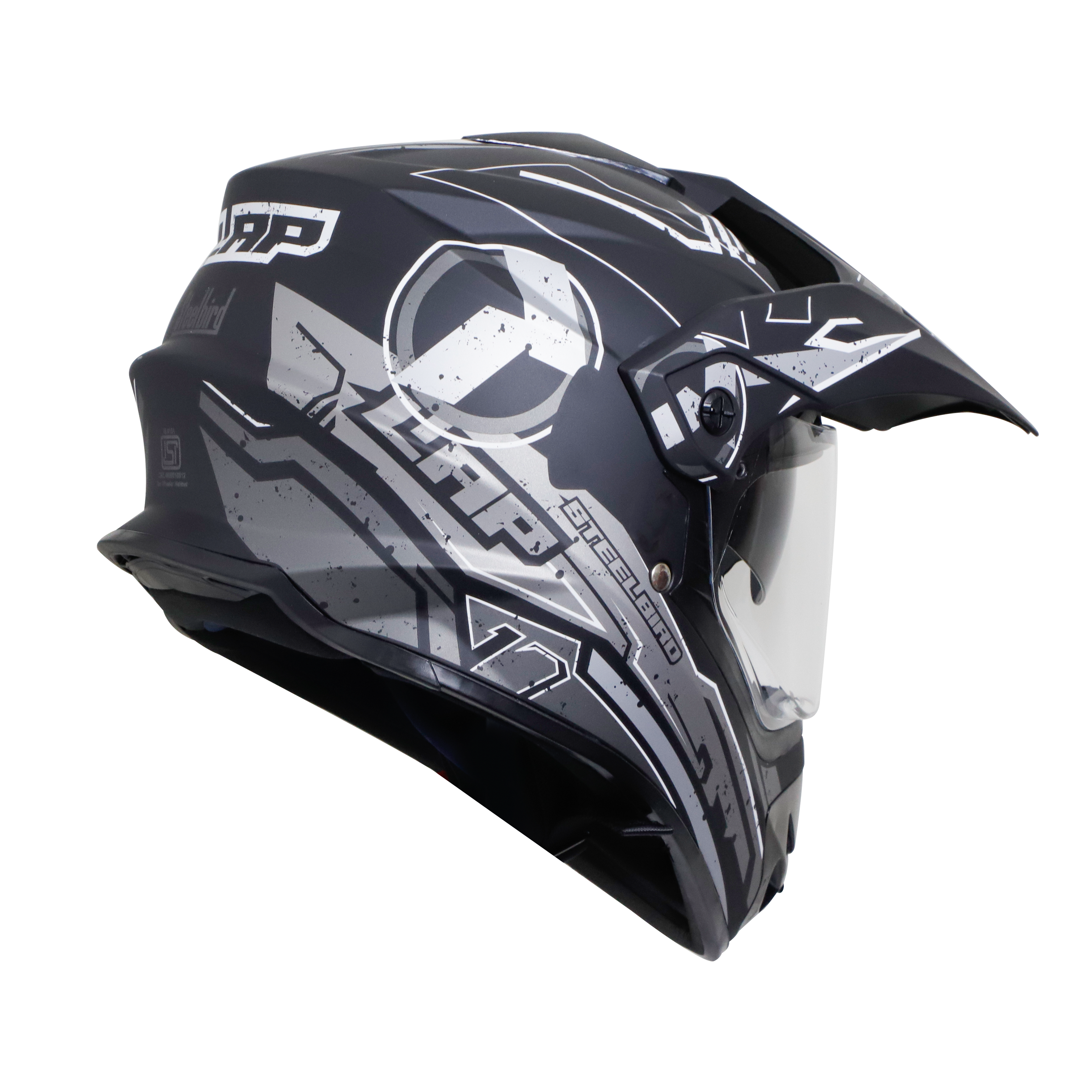 SB-42 BANG LAP MAT BLACK WITH GREY (WITH CHROME SILVER INNER SUN SHIELD)