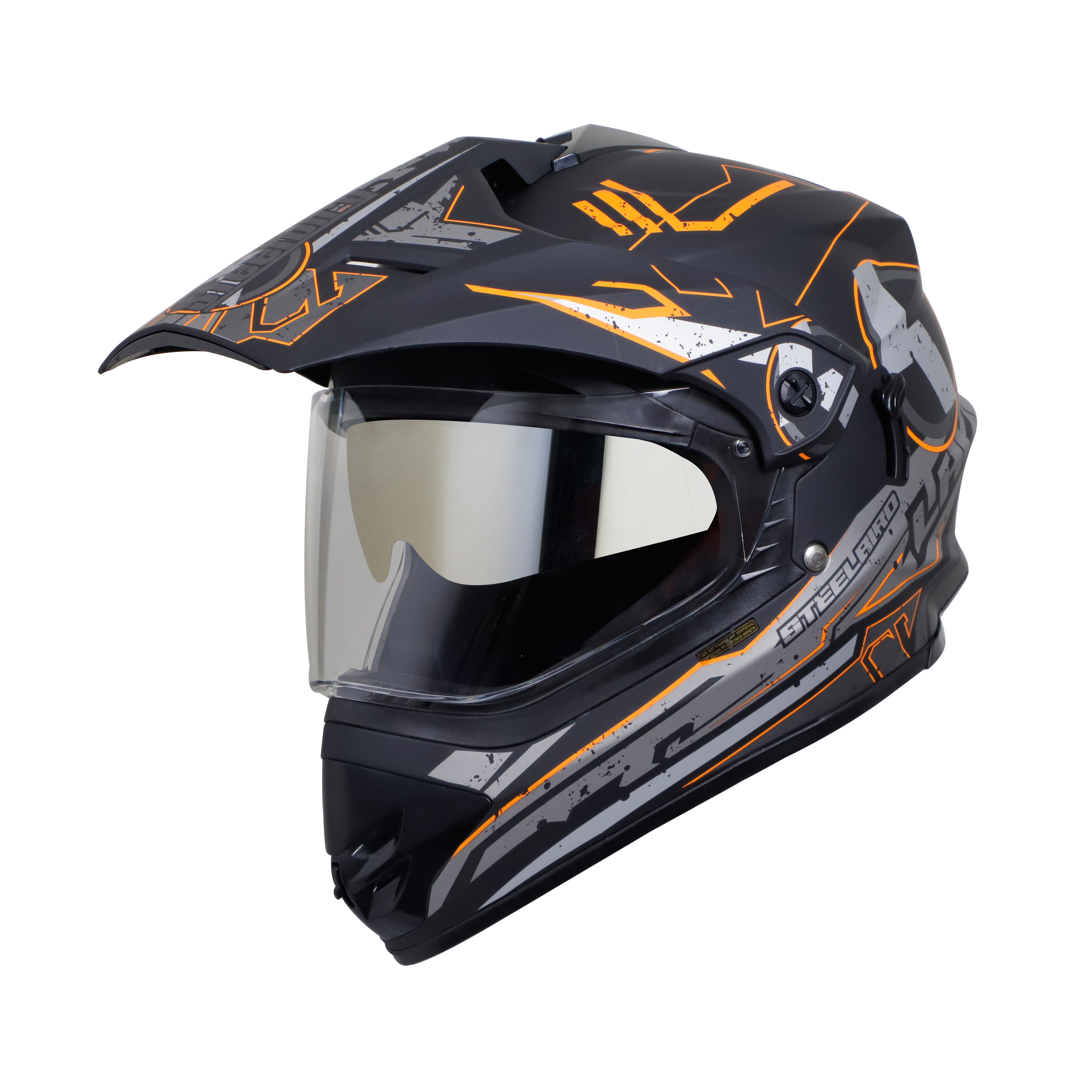 SB-42 BANG LAP MAT BLACK WITH ORANGE (WITH CHROME SILVER INNER SUN SHIELD)