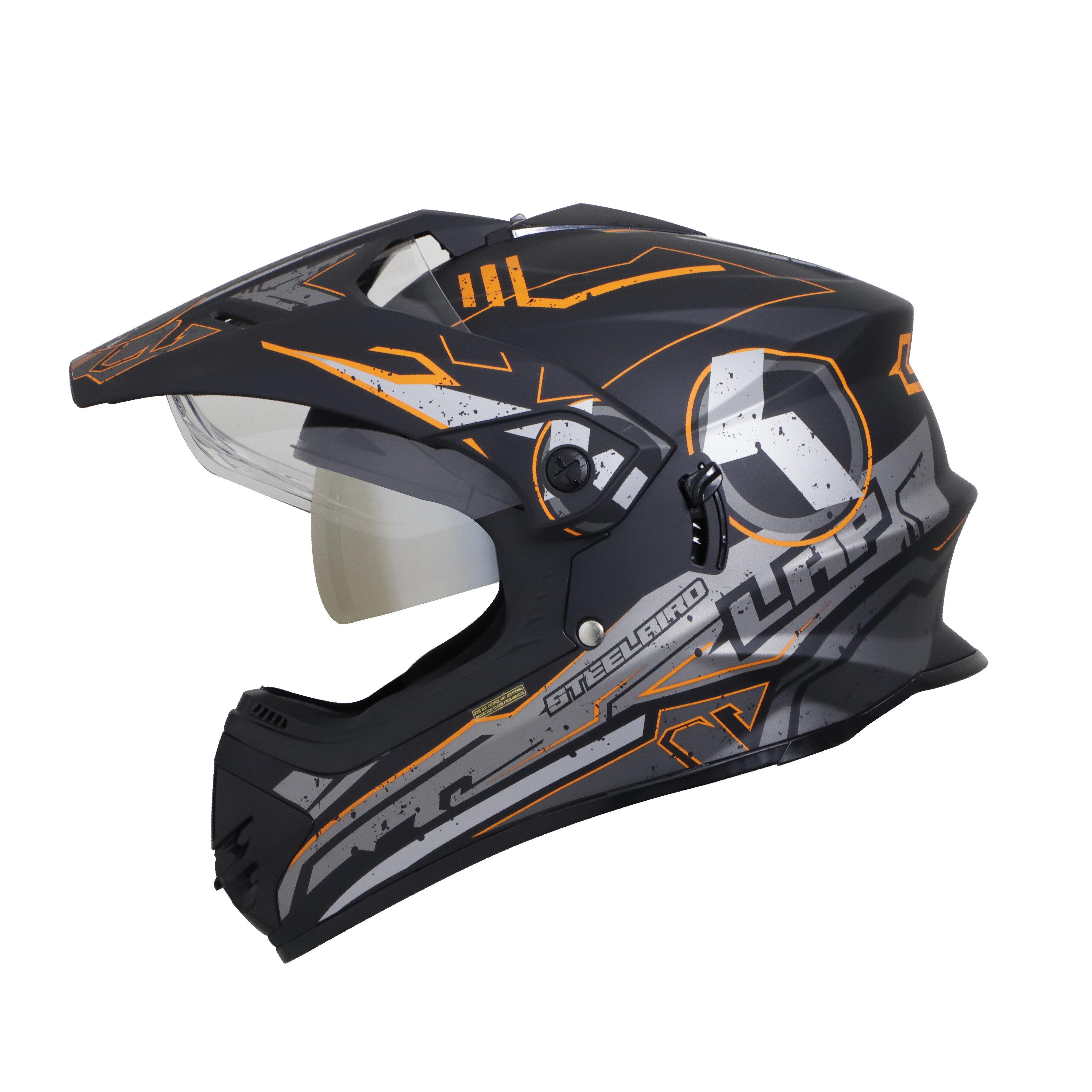 SB-42 BANG LAP MAT BLACK WITH ORANGE (WITH CHROME SILVER INNER SUN SHIELD)