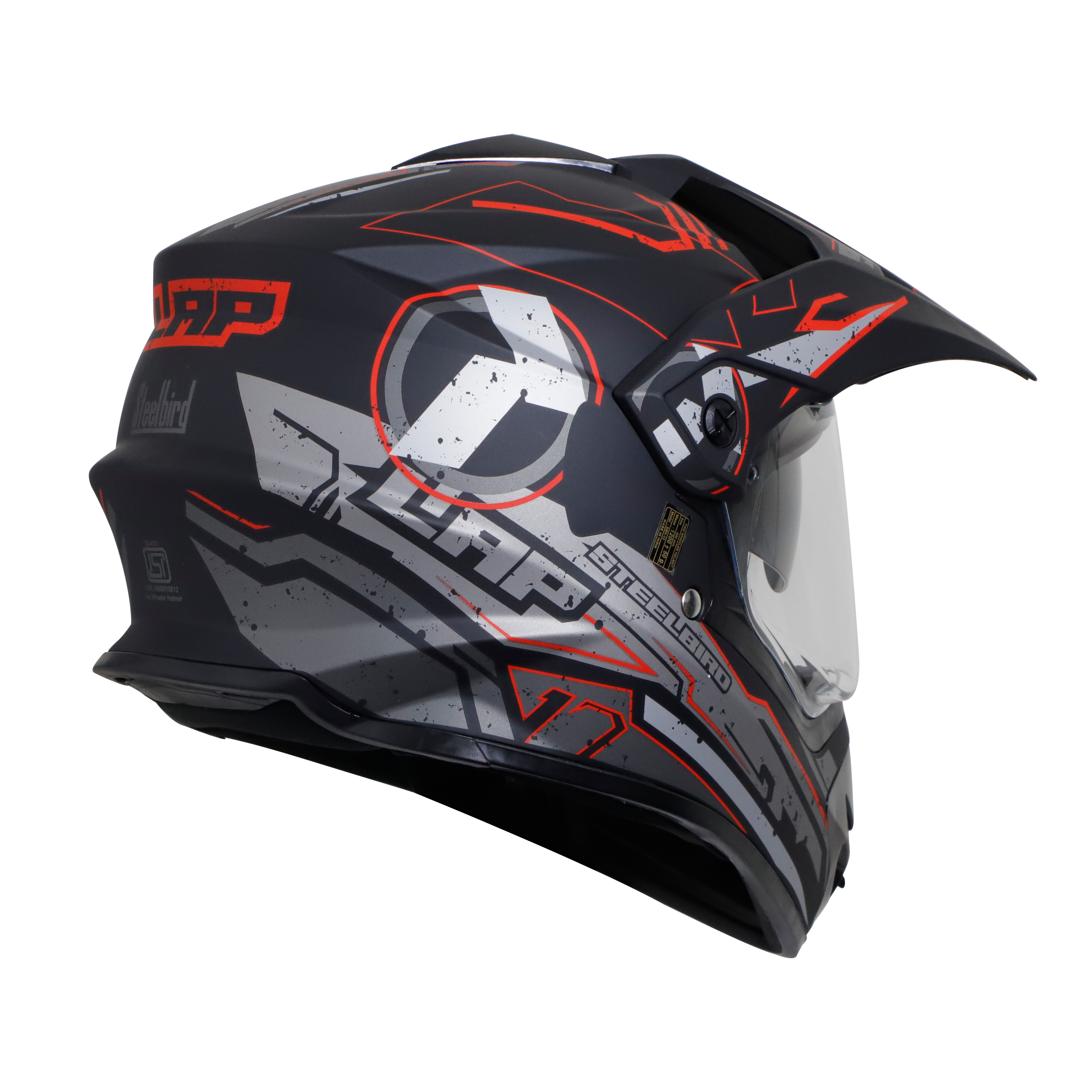 SB-42 BANG LAP MAT BLACK WITH RED (WITH CHROME SILVER INNER SUN SHIELD)