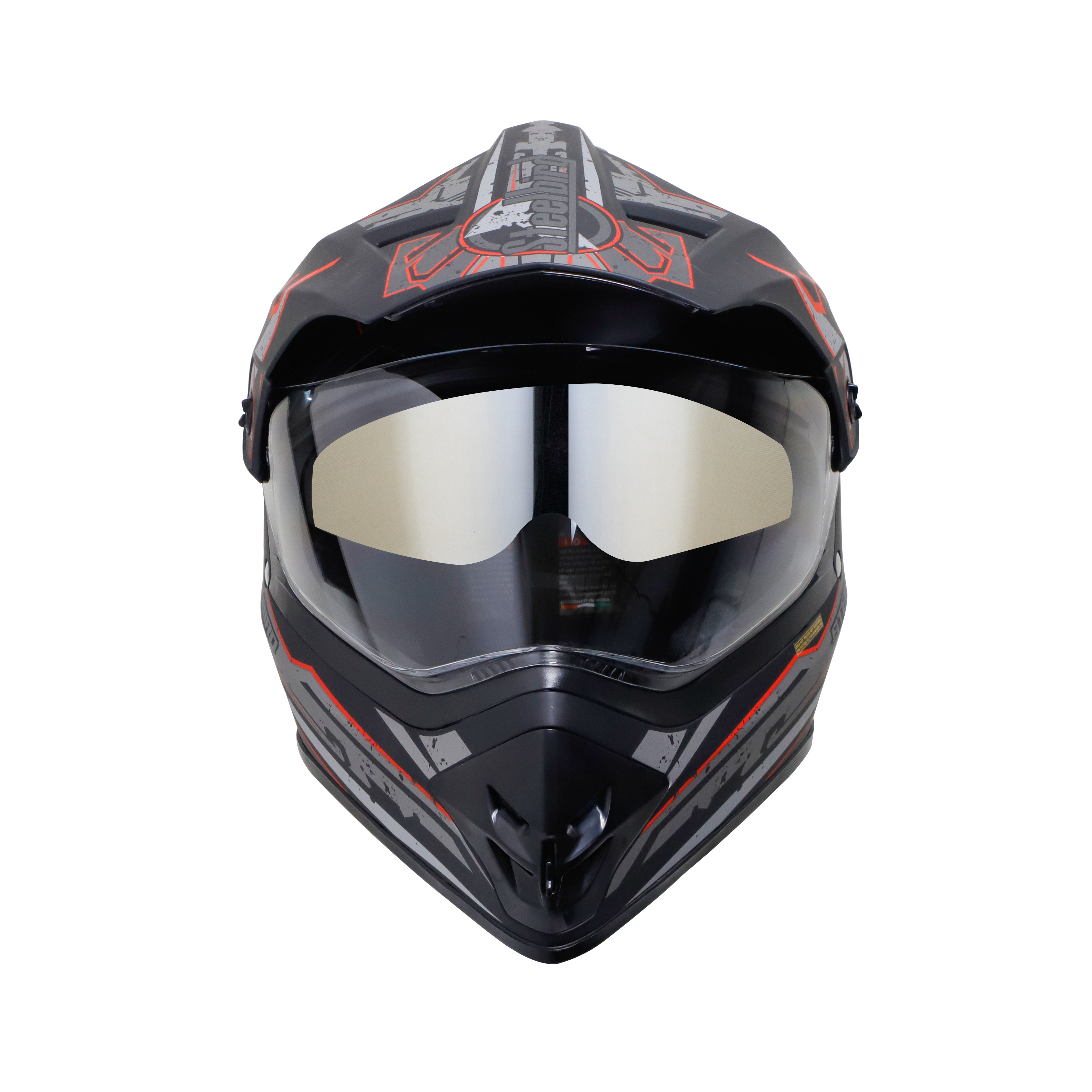 SB-42 BANG LAP MAT BLACK WITH RED (WITH CHROME SILVER INNER SUN SHIELD)