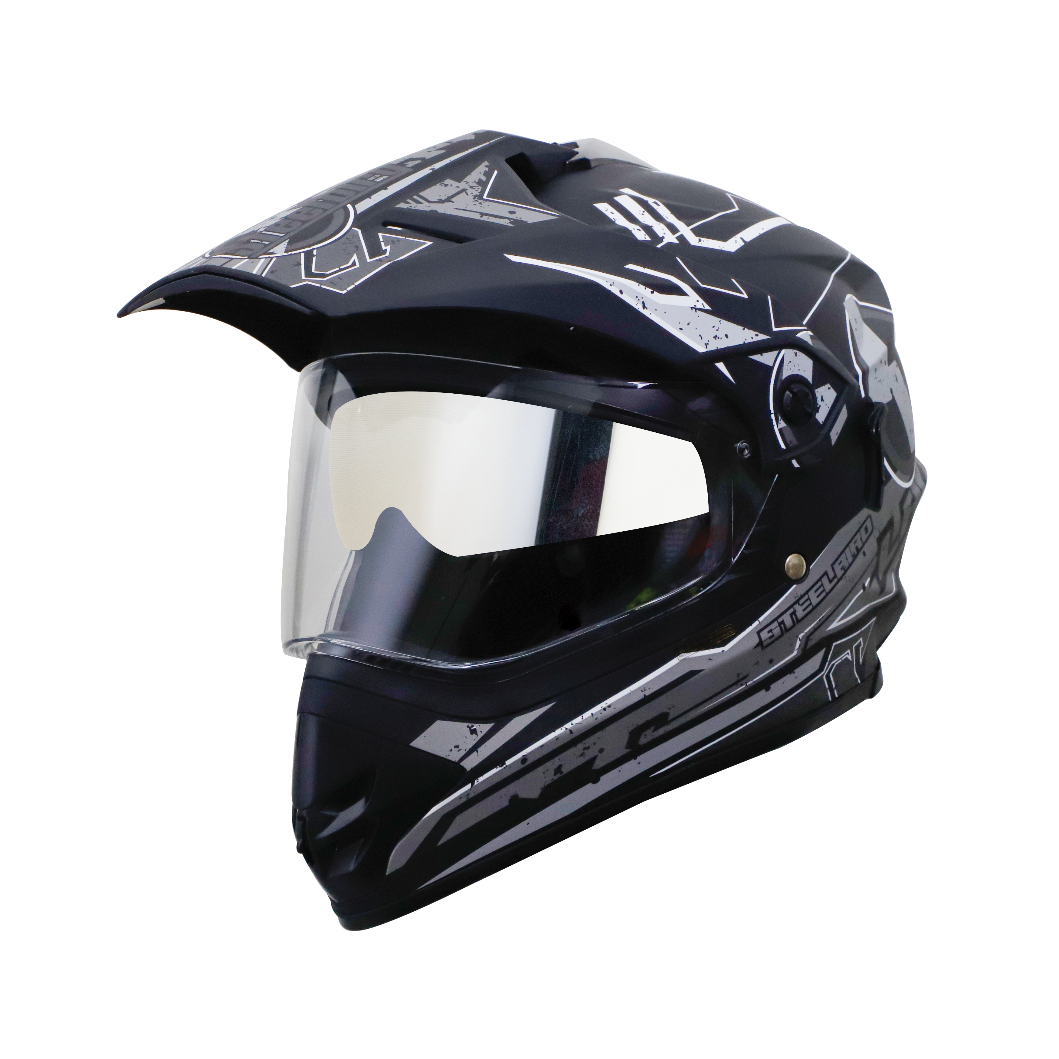 SB-42 BANG LAP GLOSSY BLACK WITH GREY (WITH CHROME SILVER INNER SUN SHIELD)