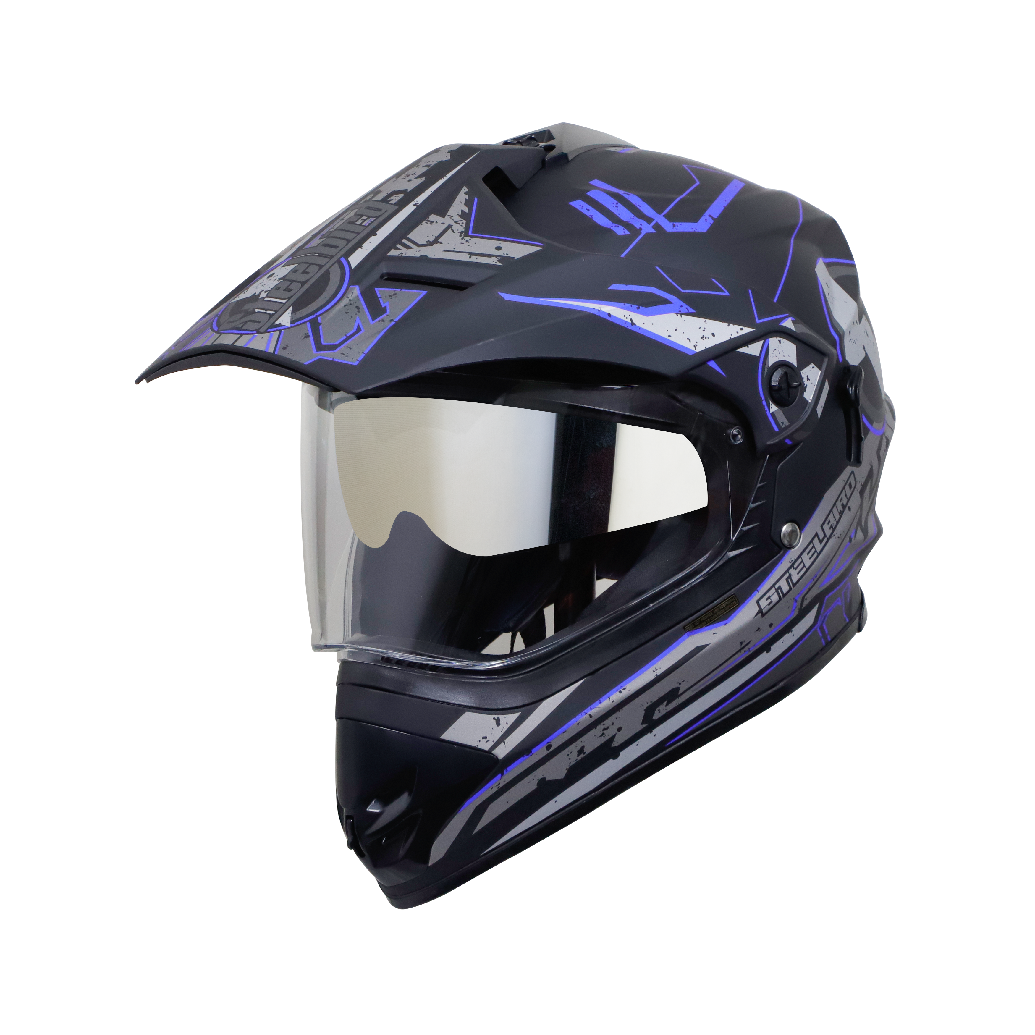 SB-42 BANG LAP GLOSSY BLACK WITH BLUE (WITH CHROME SILVER INNER SUN SHIELD)