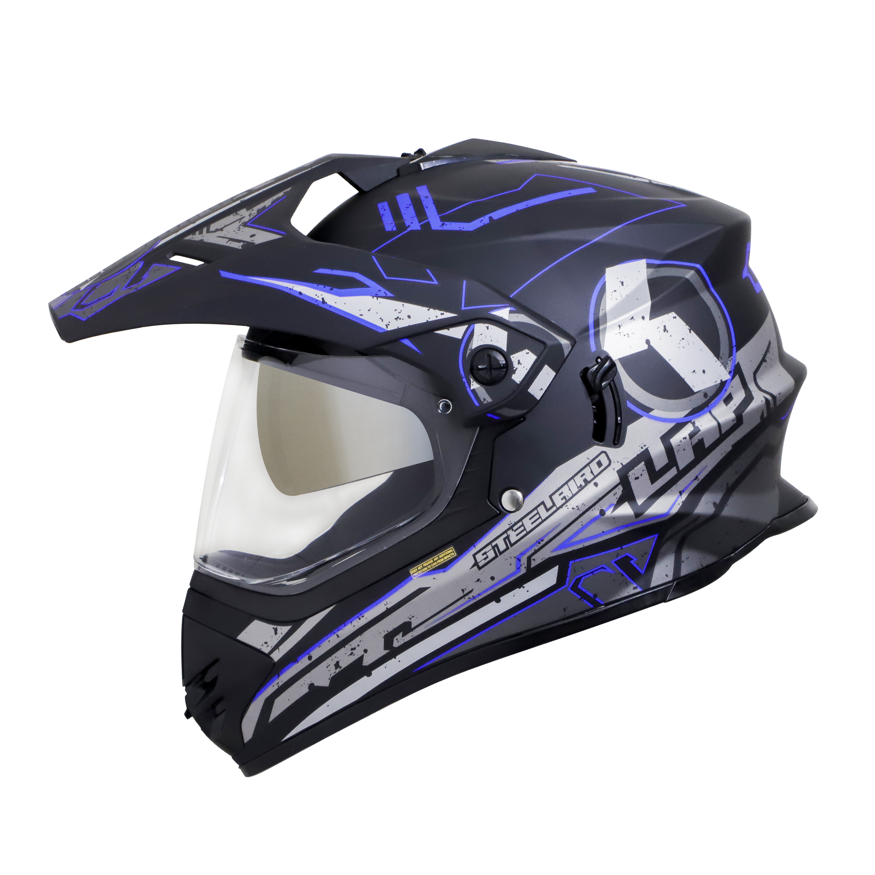 SB-42 BANG LAP GLOSSY BLACK WITH BLUE (WITH CHROME SILVER INNER SUN SHIELD)