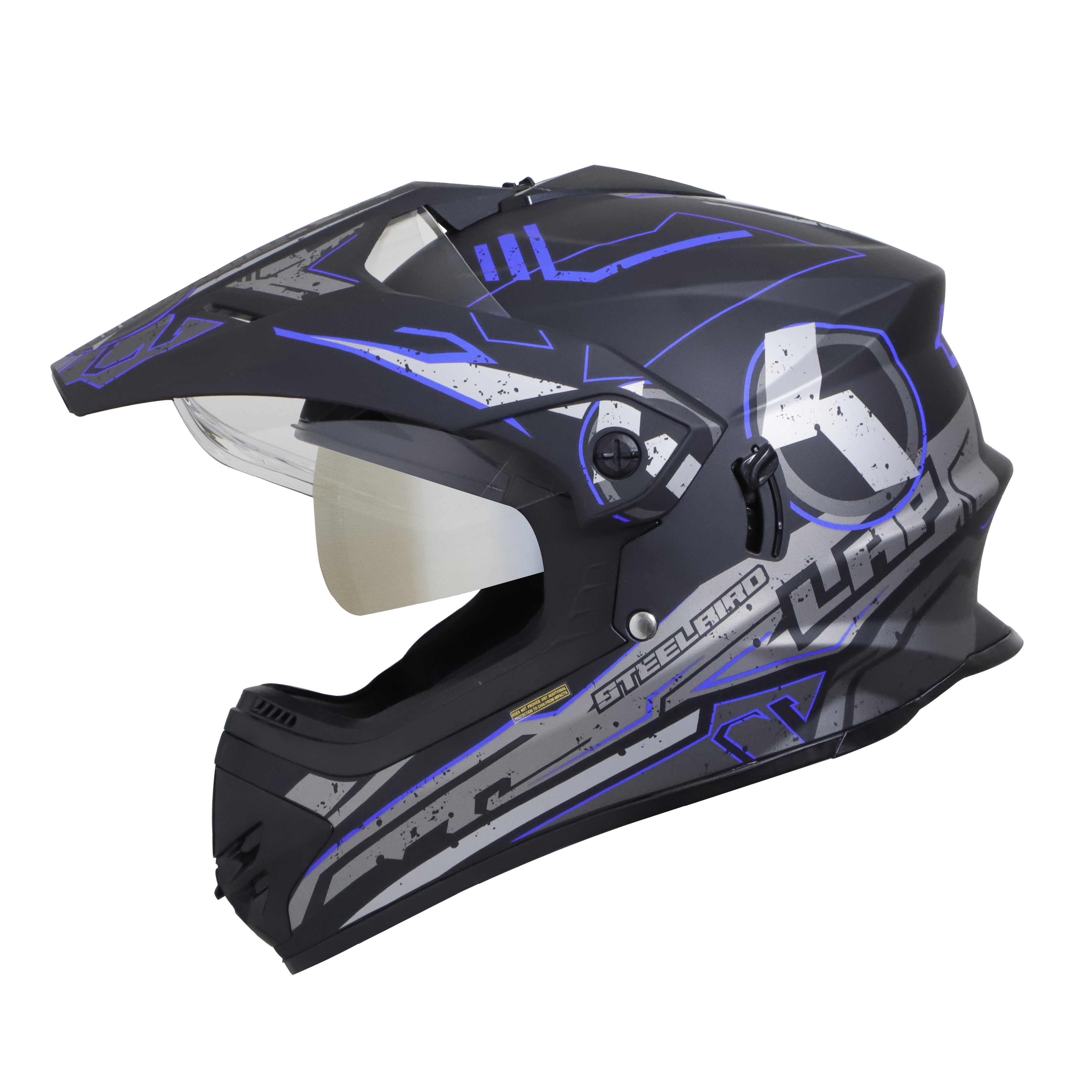 SB-42 BANG LAP GLOSSY BLACK WITH BLUE (WITH CHROME SILVER INNER SUN SHIELD)