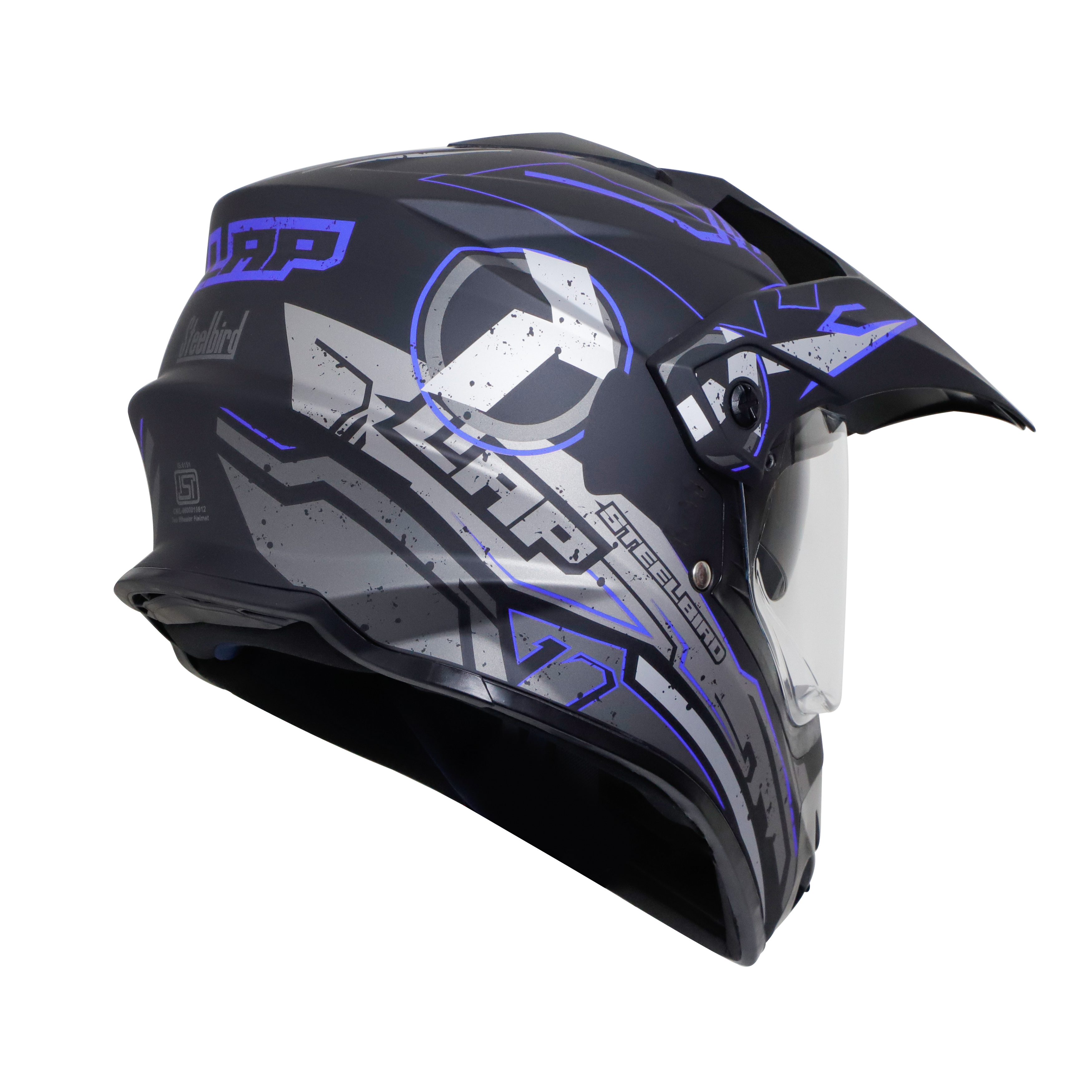 SB-42 BANG LAP GLOSSY BLACK WITH BLUE (WITH CHROME SILVER INNER SUN SHIELD)