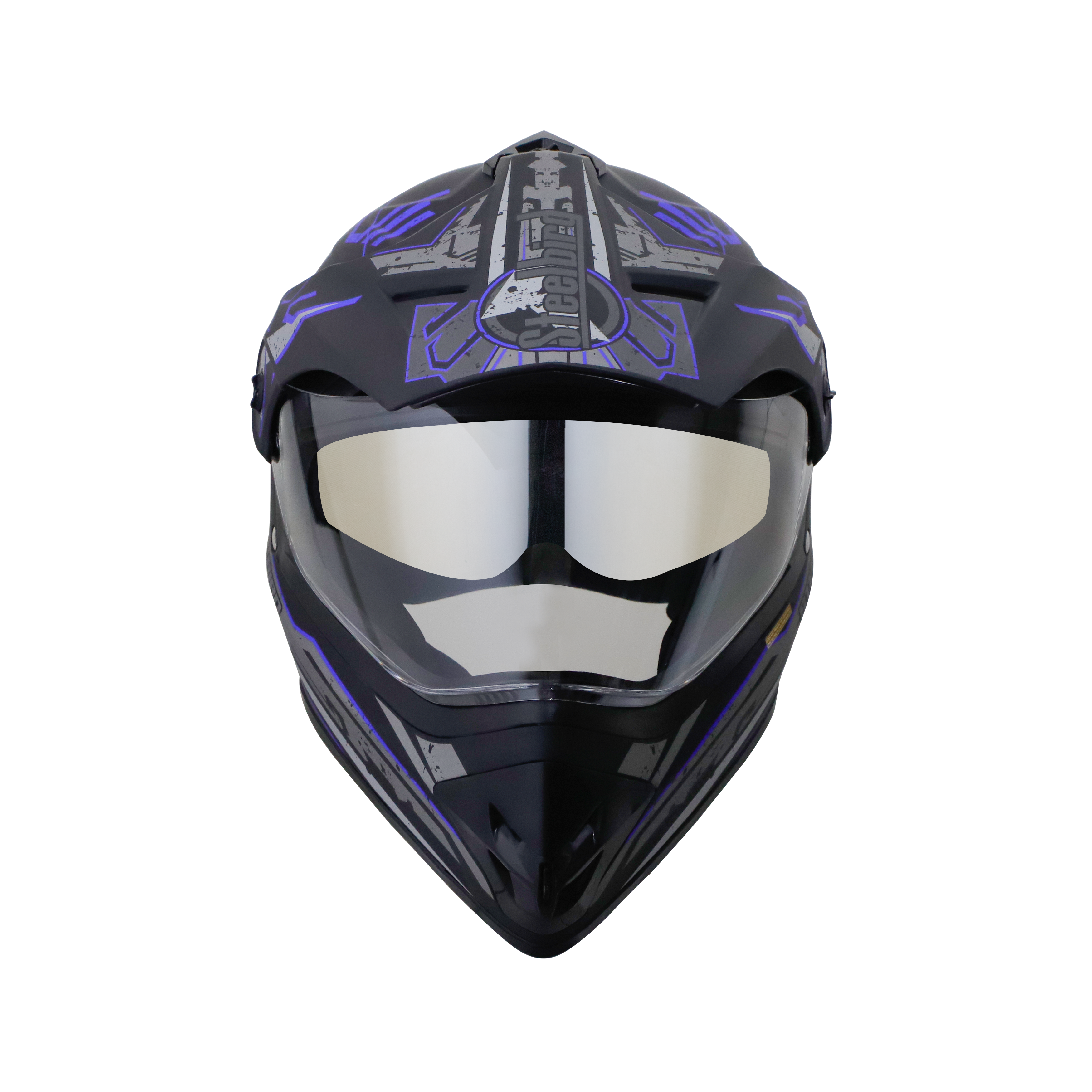 SB-42 BANG LAP GLOSSY BLACK WITH BLUE (WITH CHROME SILVER INNER SUN SHIELD)