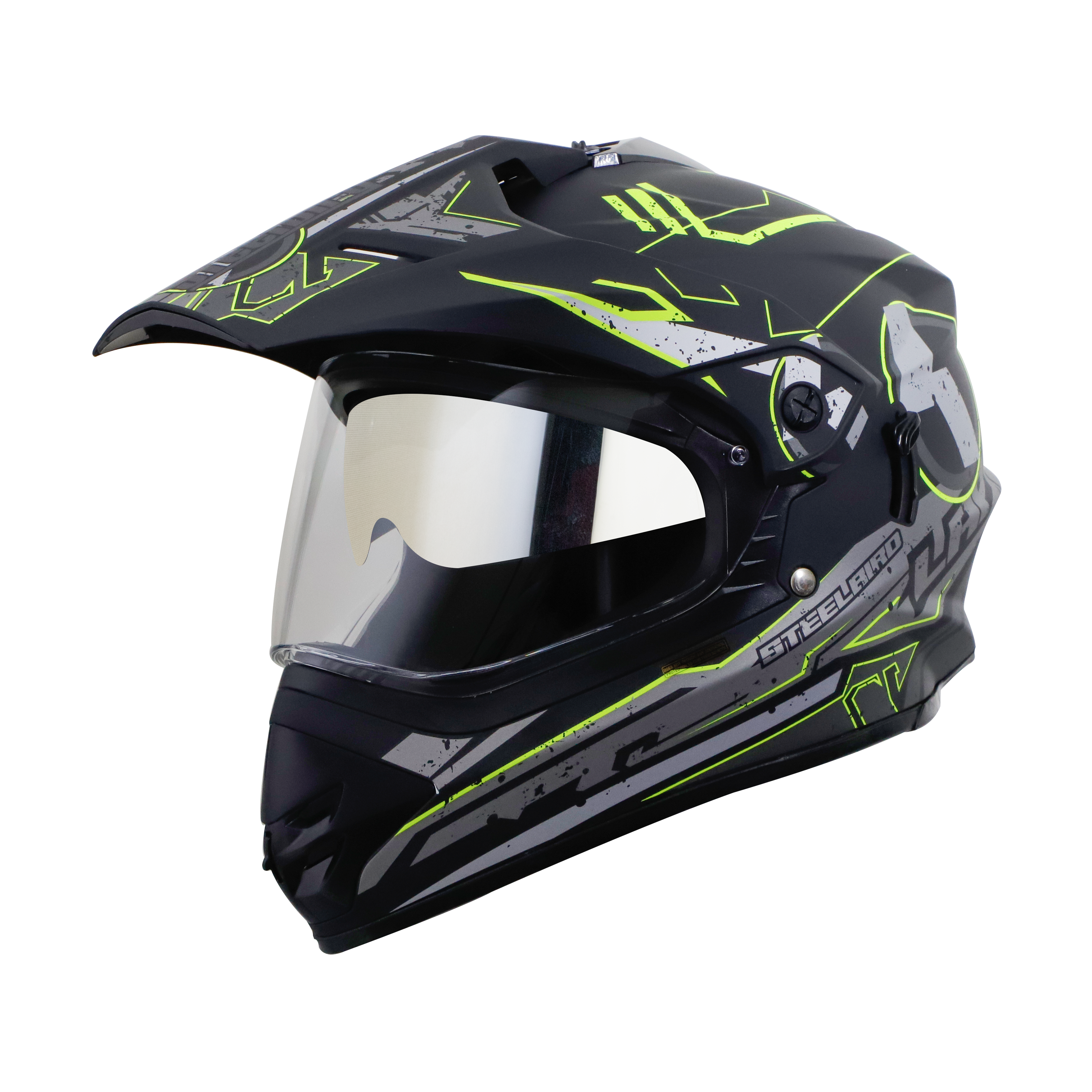 SB-42 BANG LAP GLOSSY BLACK WITH NEON (WITH CHROME SILVER INNER SUN SHIELD)