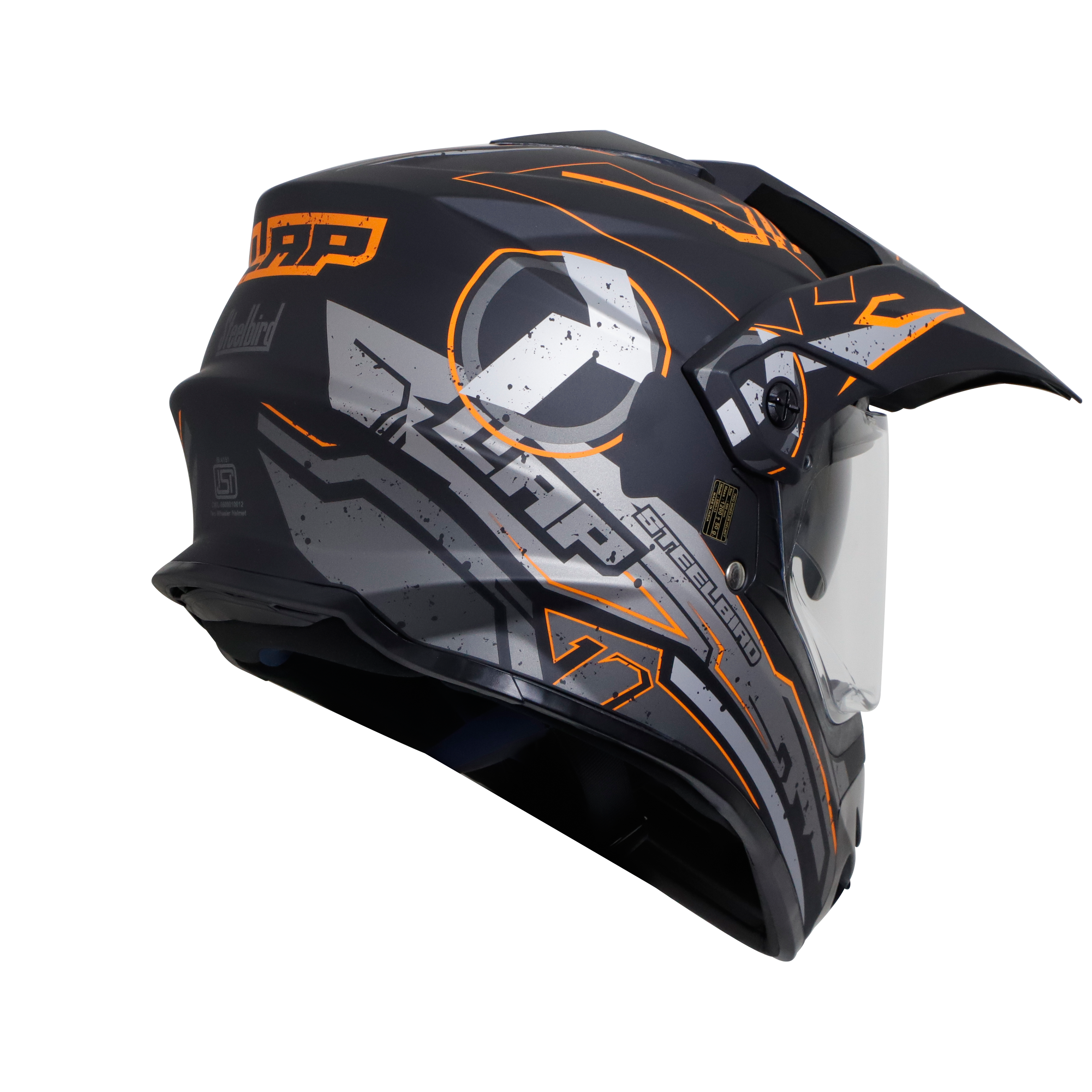 SB-42 BANG LAP GLOSSY BLACK WITH ORANGE (WITH CHROME SILVER INNER SUN SHIELD)