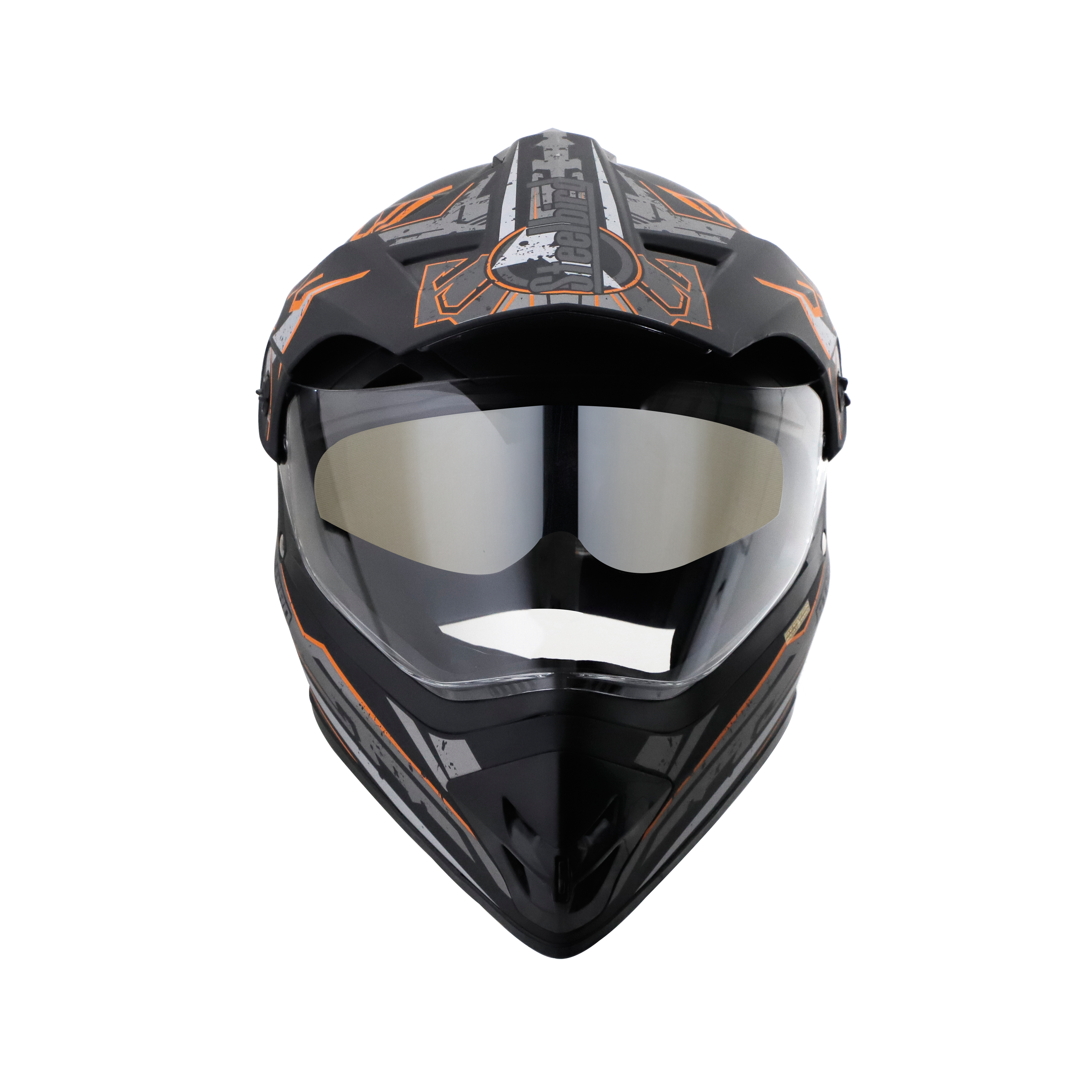 SB-42 BANG LAP GLOSSY BLACK WITH ORANGE (WITH CHROME SILVER INNER SUN SHIELD)