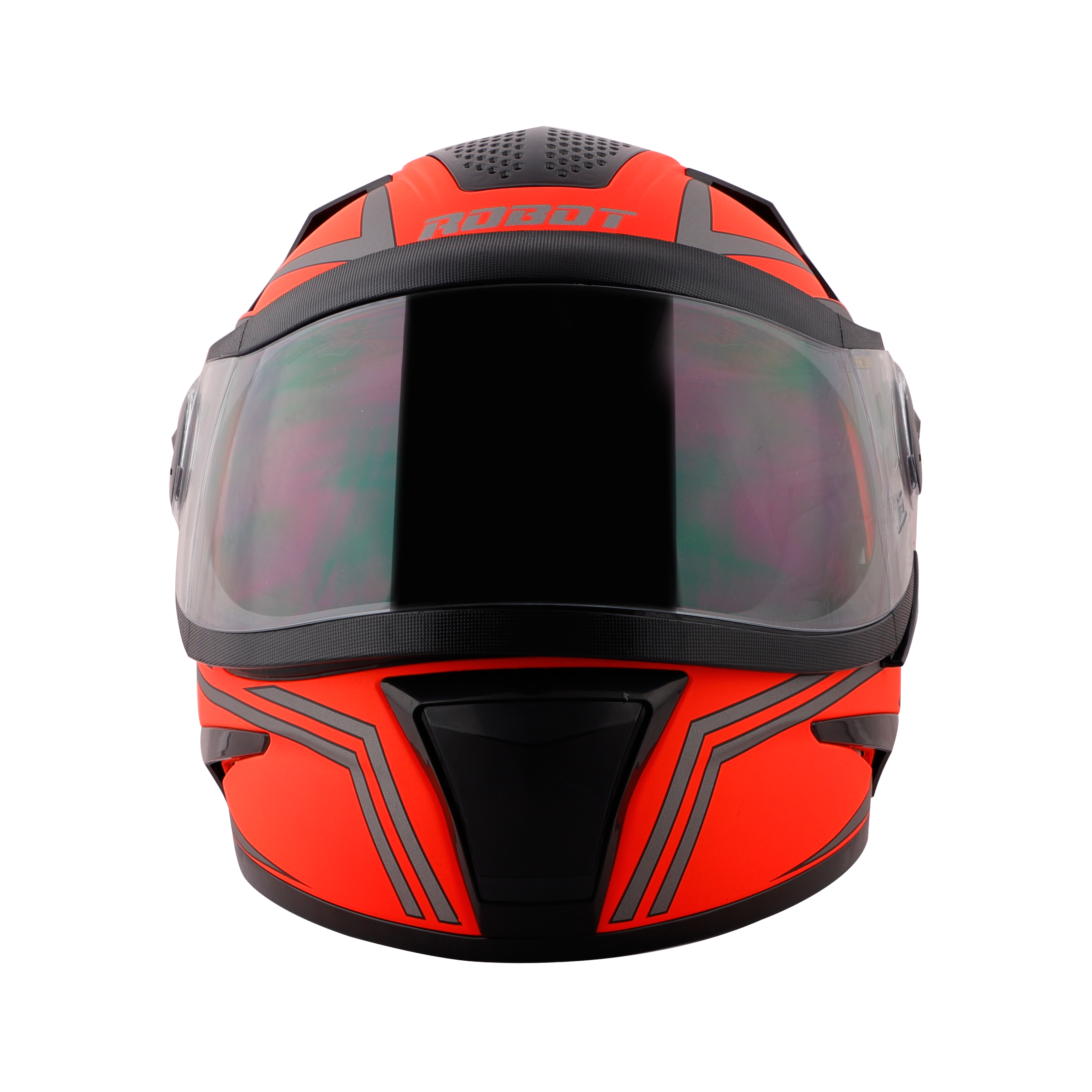 SBH-17 ROBOT STRIPE GLOSSY FLUO RED WITH GREY