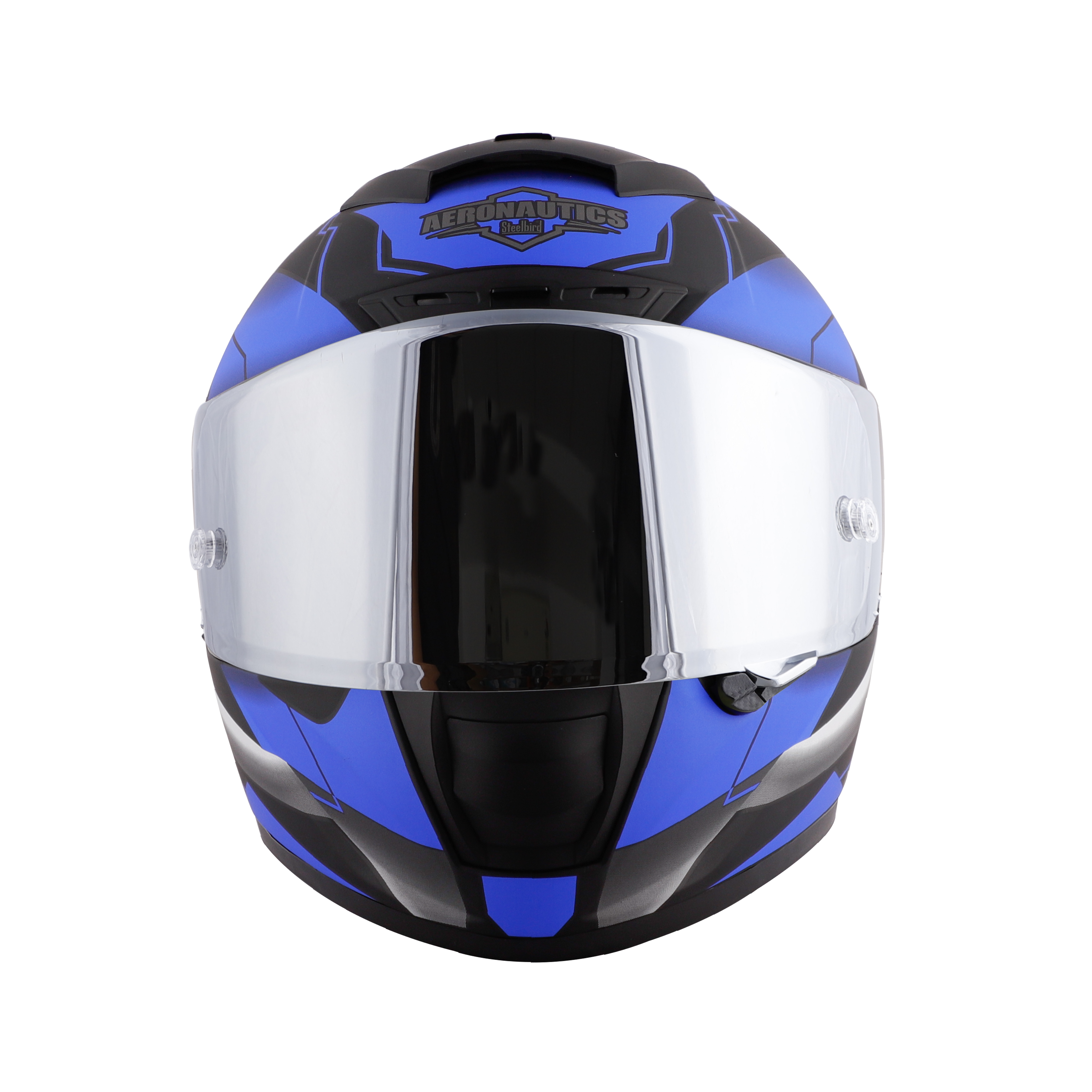 SA-2 METALLIC GLOSSY BLACK WITH BLUE ( FITTED WITH CLEAR VISOR  EXTRA CHROME SILVER VISOR FREE) WITH ANTI-FOG SHIELD HOLDER