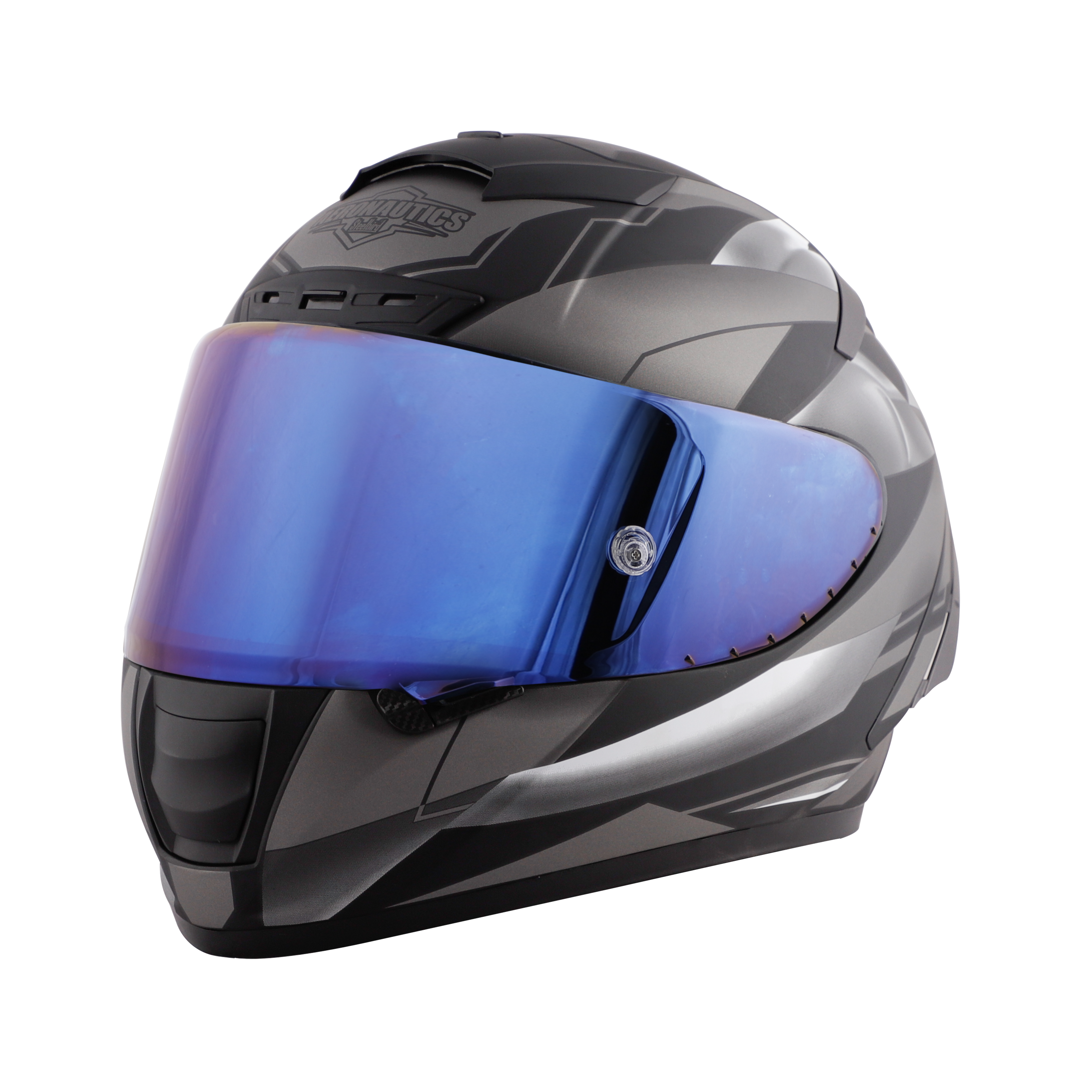 SA-2 METALLIC GLOSSY BLACK WITH GREY ( FITTED WITH CLEAR VISOR  EXTRA CHROME BLUE VISOR FREE) WITH ANTI-FOG SHIELD HOLDER