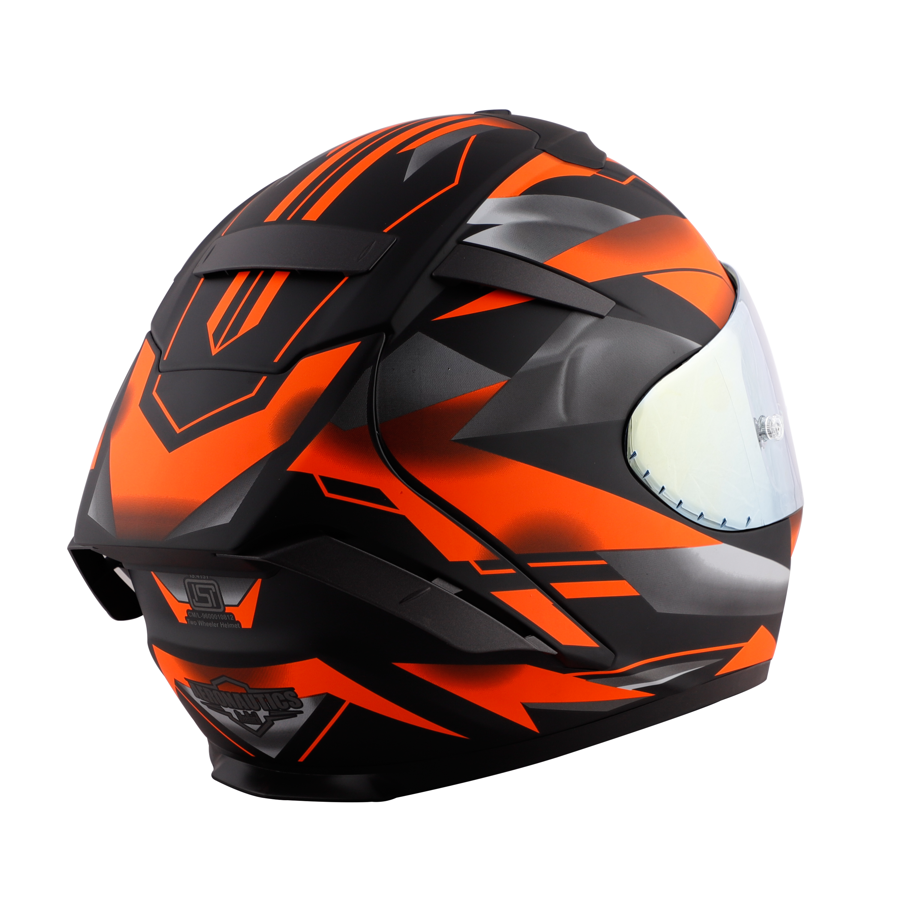 SA-2 METALLIC GLOSSY BLACK WITH FLUO ORANGE ( FITTED WITH CLEAR VISOR  EXTRA CHROME GOLD VISOR FREE) WITH ANTI-FOG SHIELD HOLDER