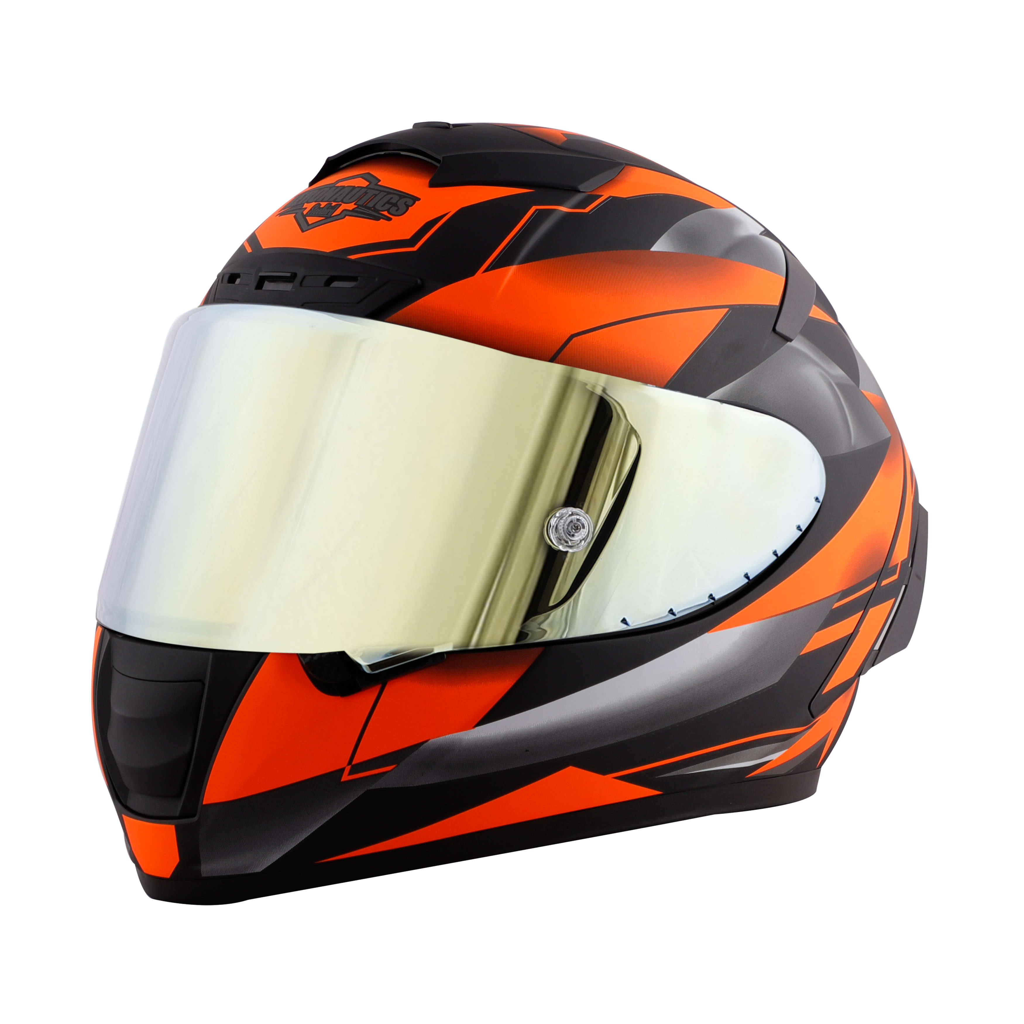 SA-2 METALLIC MAT BLACK WITH FLUO ORANGE ( FITTED WITH CLEAR VISOR  EXTRA CHROME GOLD VISOR FREE) WITH ANTI-FOG SHIELD HOLDER