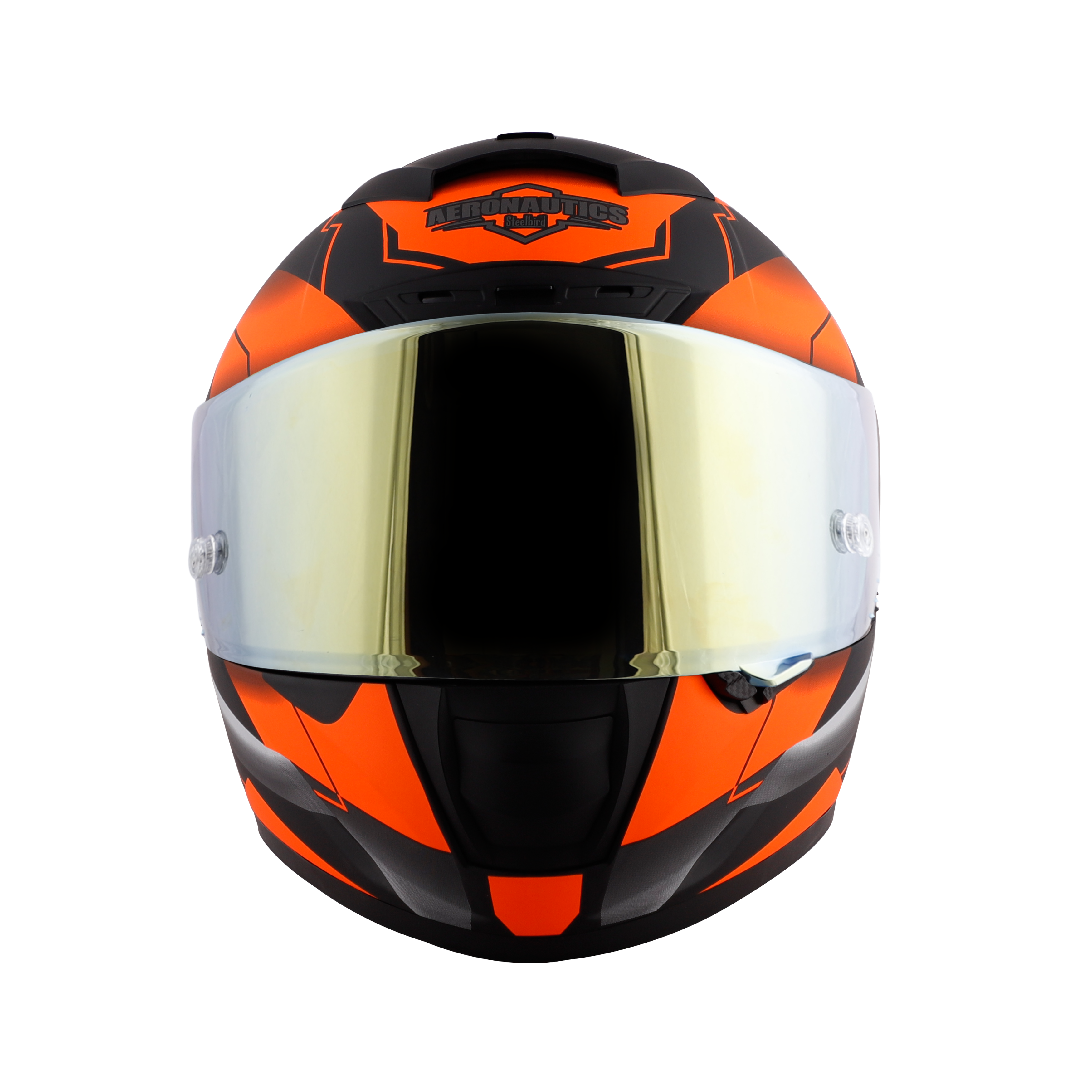 SA-2 METALLIC MAT BLACK WITH FLUO ORANGE ( FITTED WITH CLEAR VISOR  EXTRA CHROME GOLD VISOR FREE) WITH ANTI-FOG SHIELD HOLDER