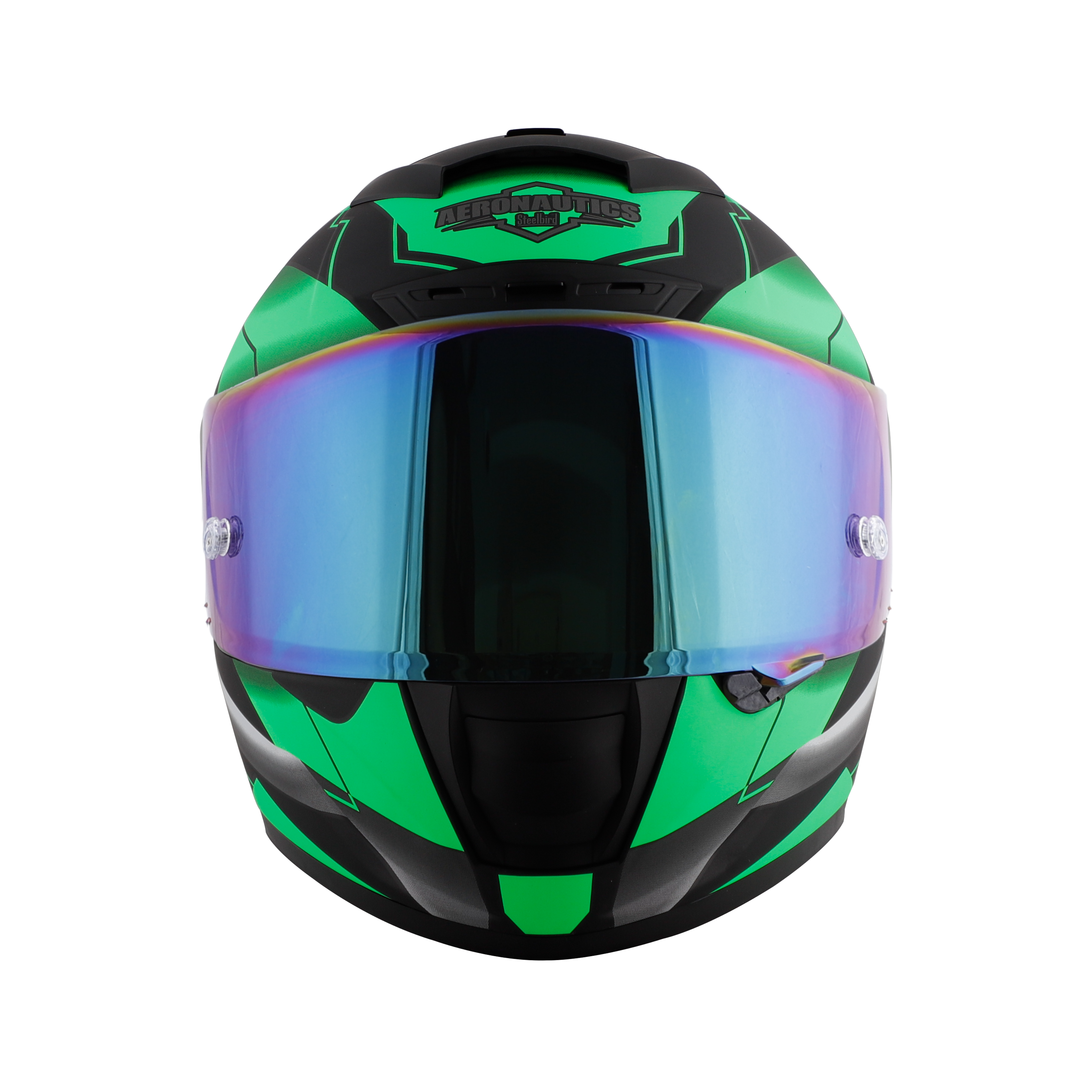 SA-2 METALLIC MAT BLACK WITH FLUO GREEN ( FITTED WITH CLEAR VISOR  EXTRA CHROME RAINBOW VISOR FREE) WITH ANTI-FOG SHIELD HOLDER