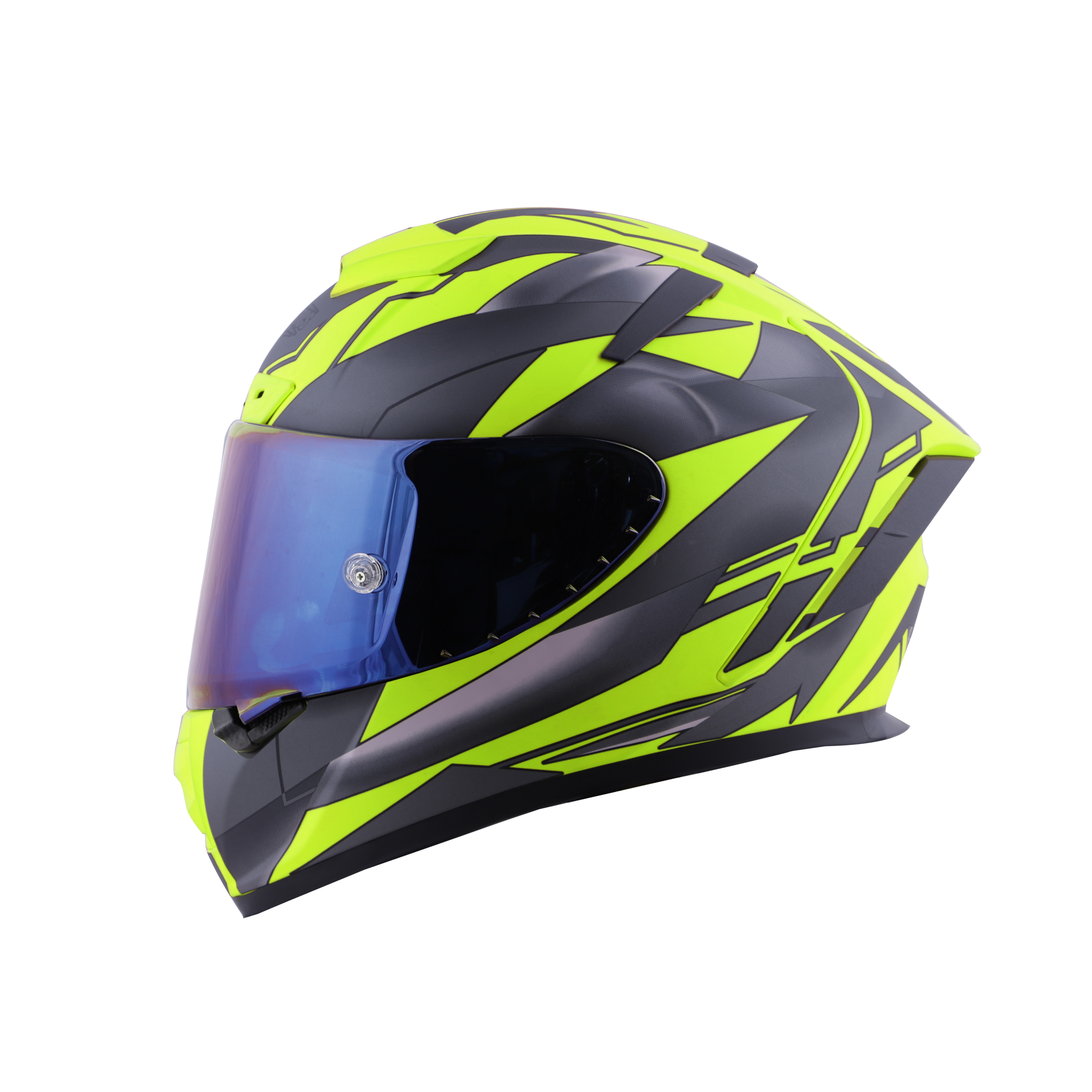 SA-2 METALLIC GLOSSY FLUO NEON WITH GREY ( FITTED WITH CLEAR VISOR  EXTRA CHROME BLUE VISOR FREE) WITH ANTI-FOG SHIELD HOLDER