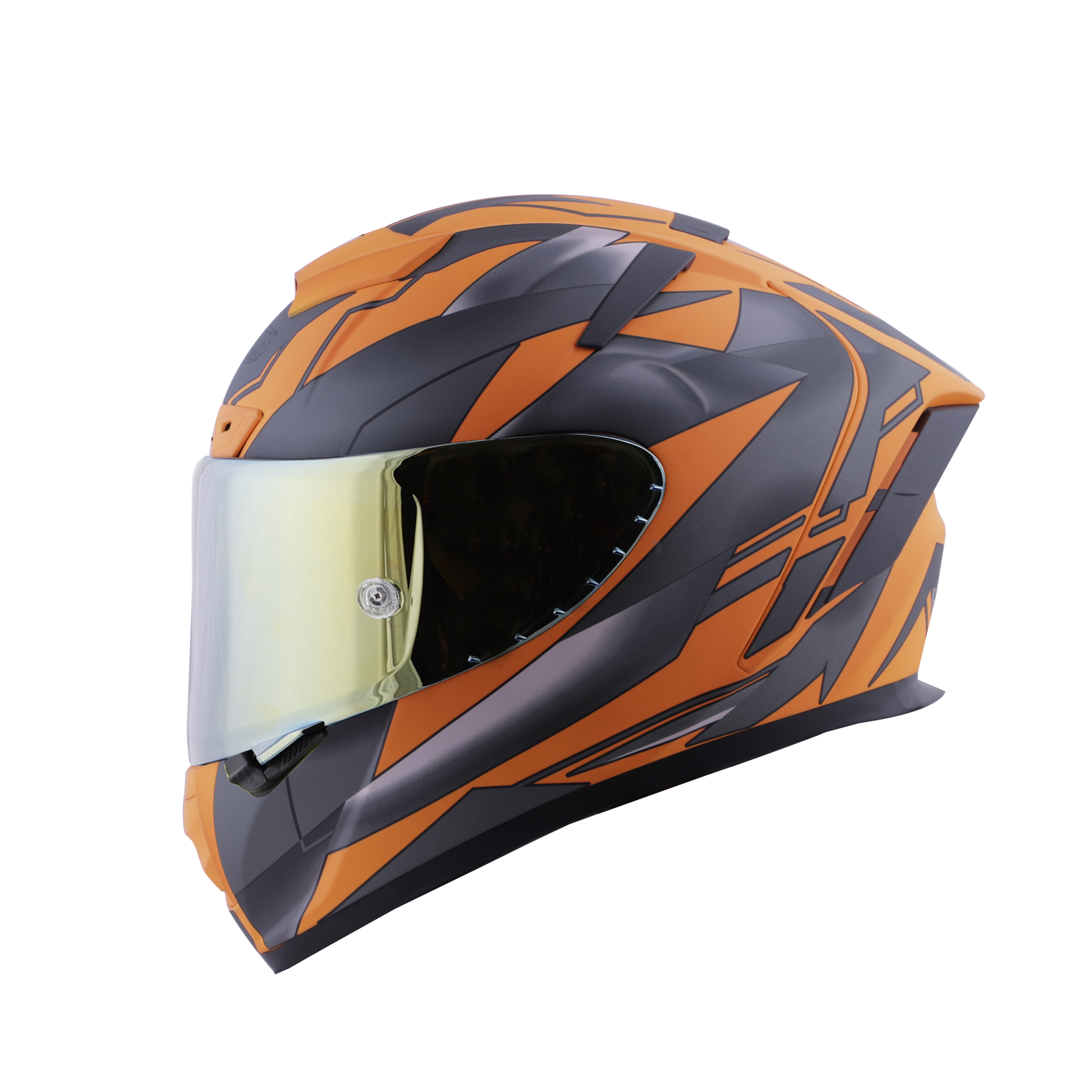 SA-2 METALLIC GLOSSY FLUO ORANGE WITH GREY ( FITTED WITH CLEAR VISOR  EXTRA CHROME GOLD VISOR FREE) WITH ANTI-FOG SHIELD HOLDER
