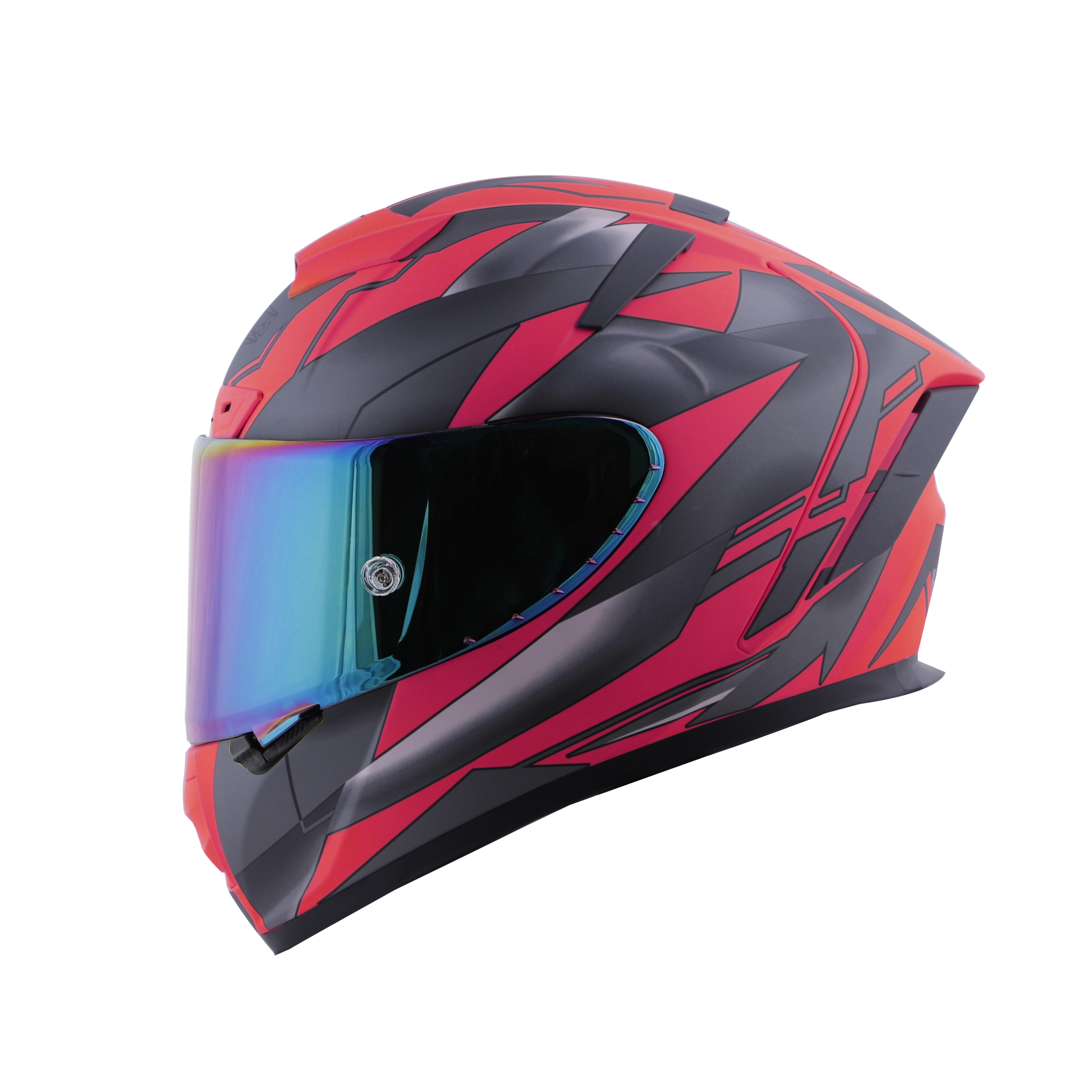 SA-2 METALLIC GLOSSY FLUO WATERMELON WITH GREY ( FITTED WITH CLEAR VISOR  EXTRA CHROME RAINBOW VISOR FREE) WITH ANTI-FOG SHIELD HOLDER
