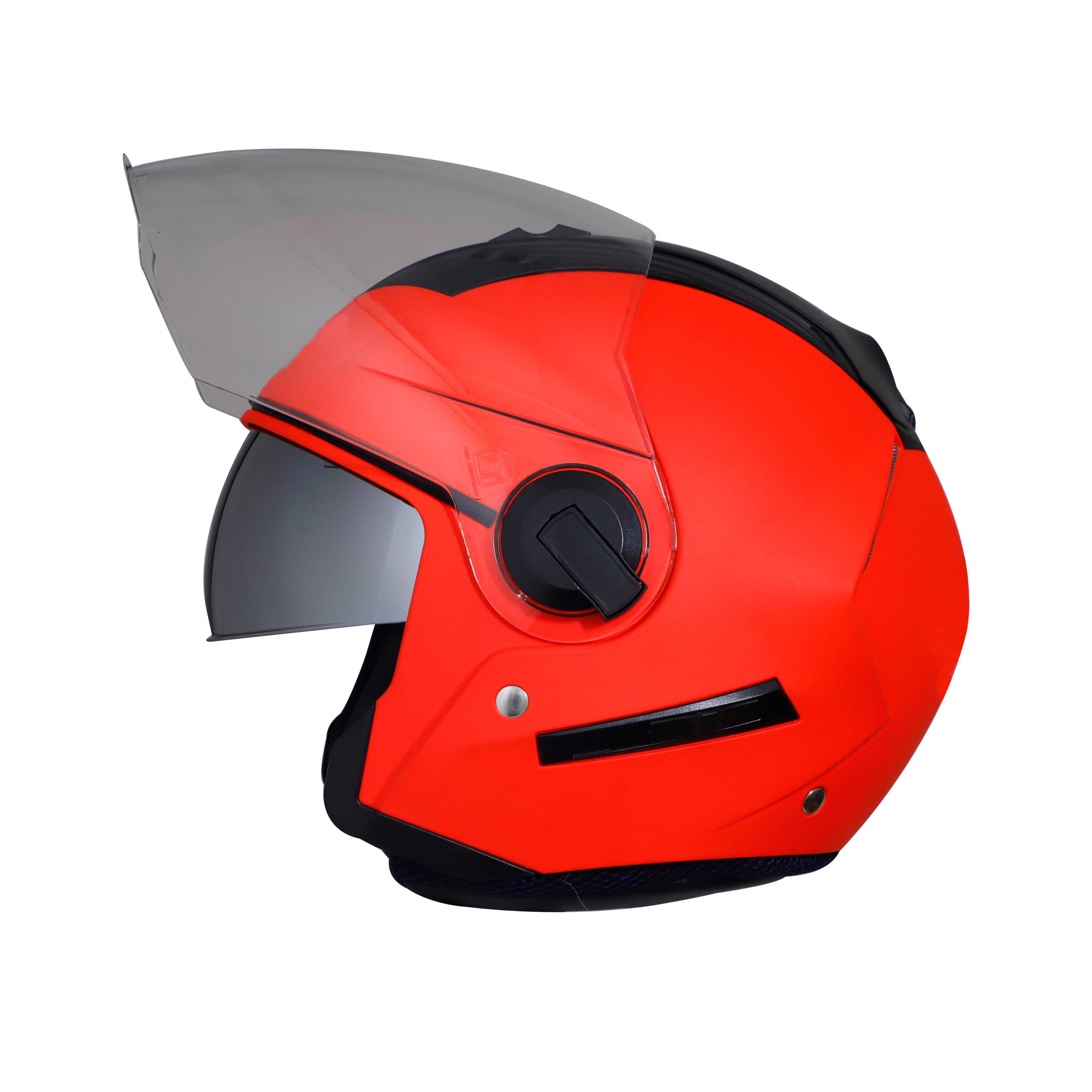SBA-3 MAT GLOSSY FLUO RED WITH CHROME SILVER INNER SUN SHIELD