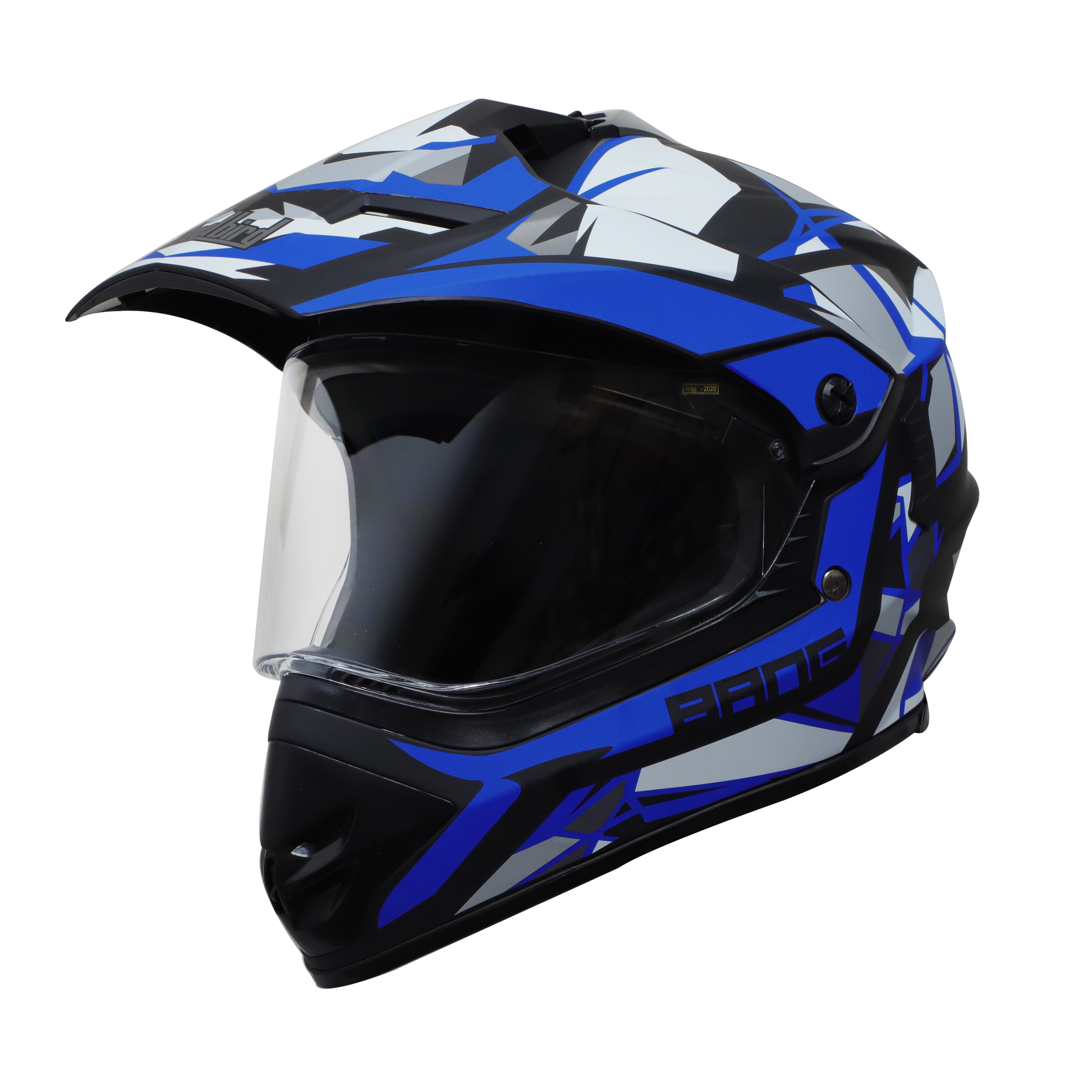 Steelbird Off Road Bang KTN ISI Certified ABS Material Shell Motocross Helmet (Matt Black Blue With Clear Visor)