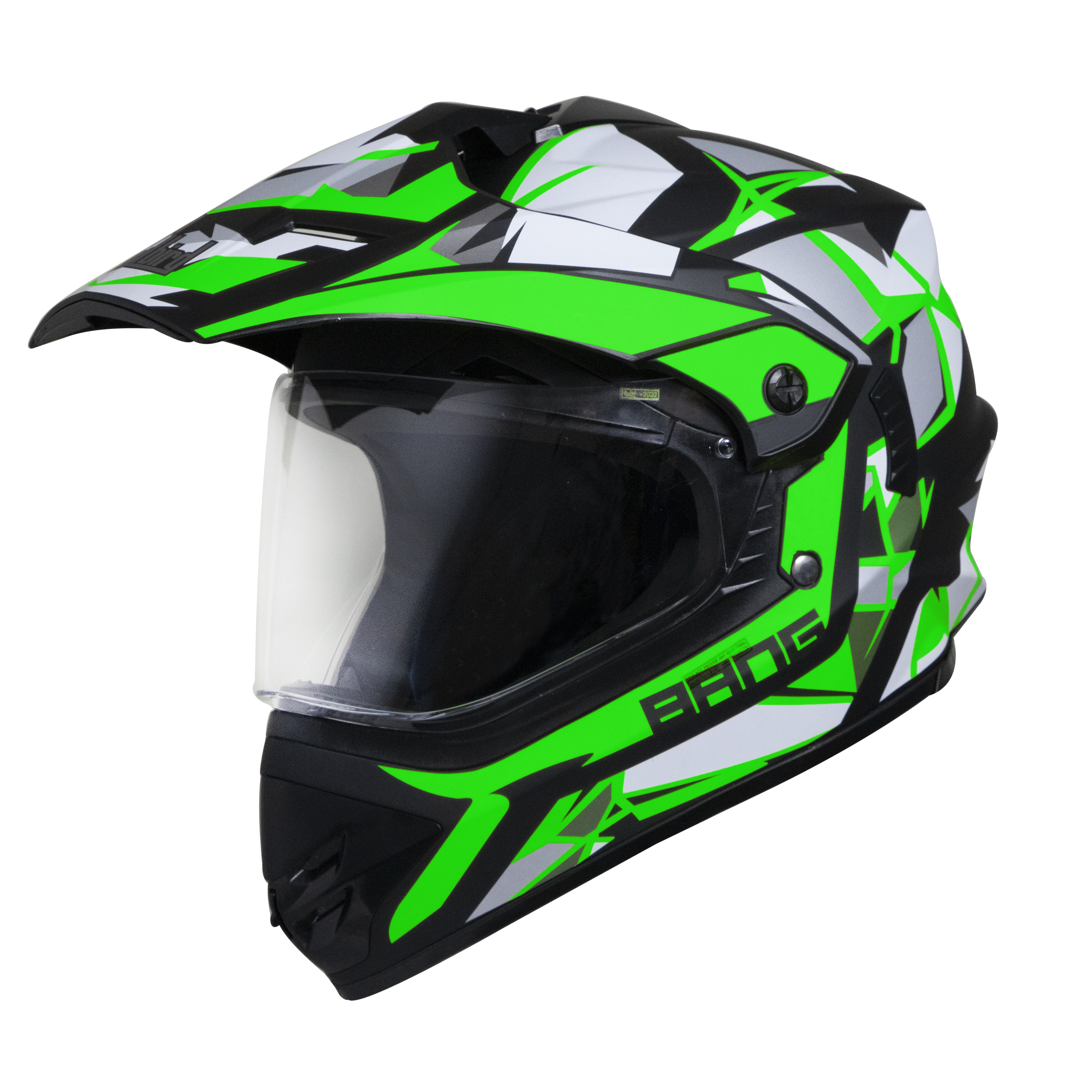 Steelbird Off Road Bang KTN ISI Certified ABS Material Shell Motocross Helmet (Matt Black Green With Clear Visor)