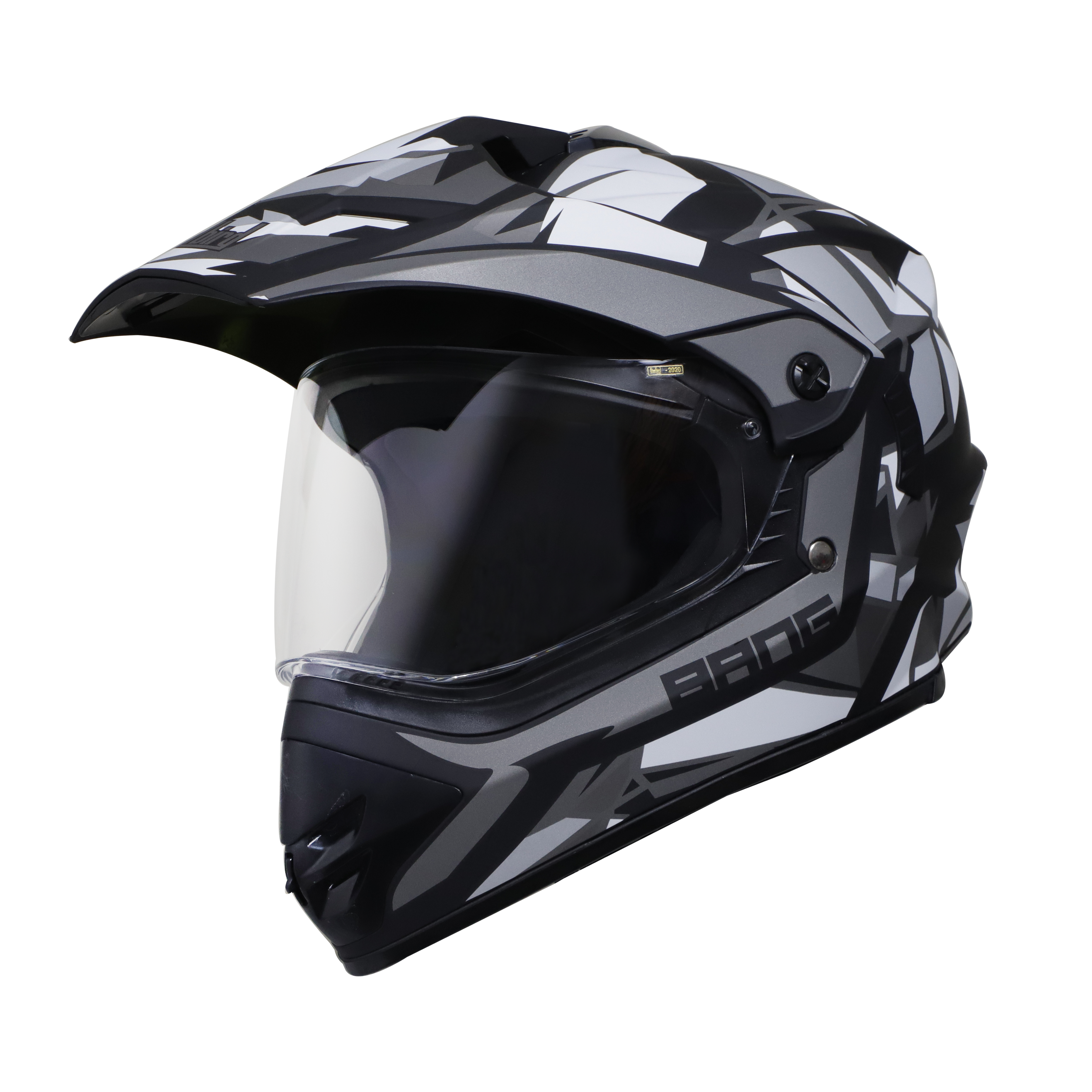 Steelbird Off Road Bang KTN ISI Certified ABS Material Shell Motocross Helmet (Matt Black Grey with Clear Visor)