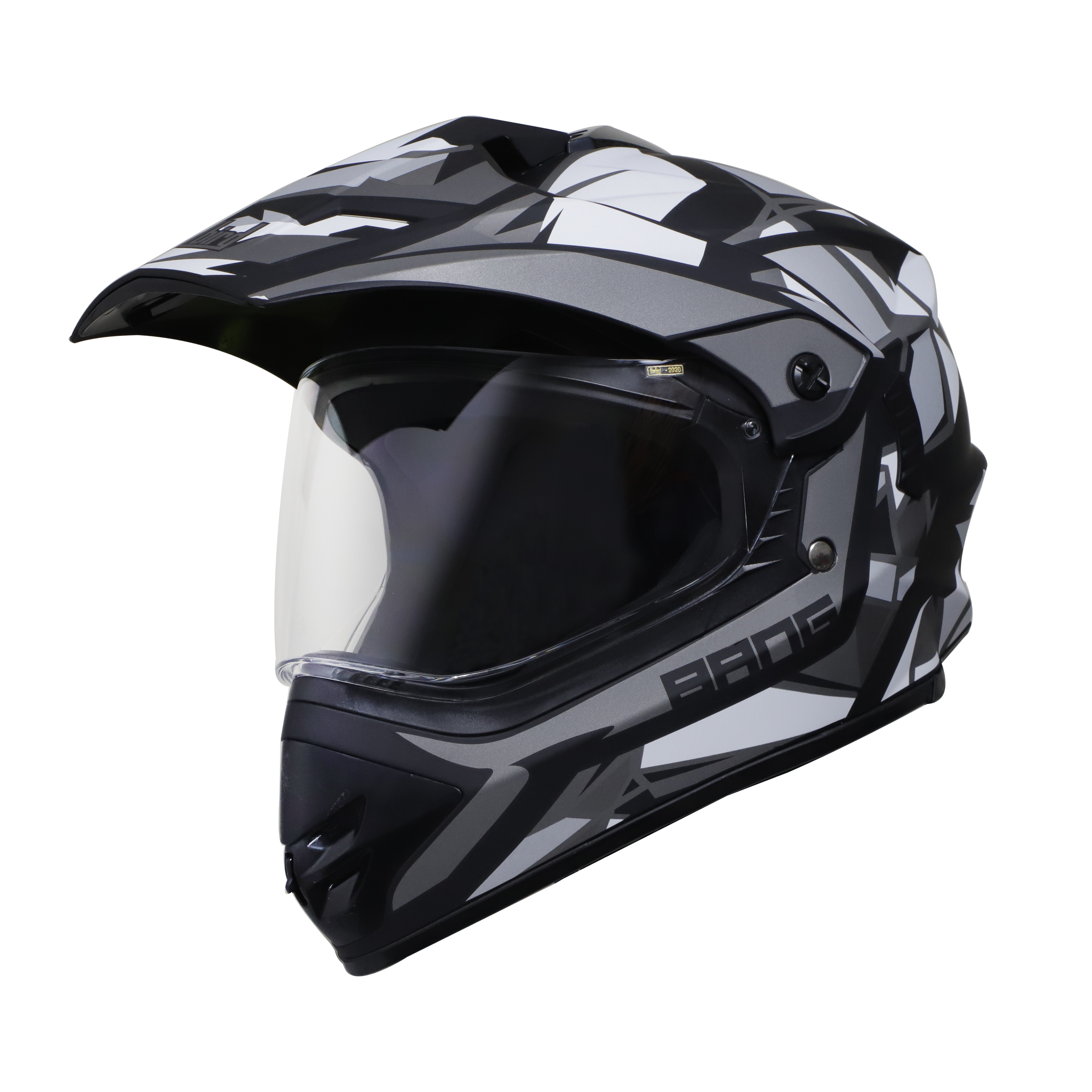 Steelbird Off Road Bang KTN ISI Certified ABS Material Shell Motocross Helmet (Matt Black Grey With Clear Visor)