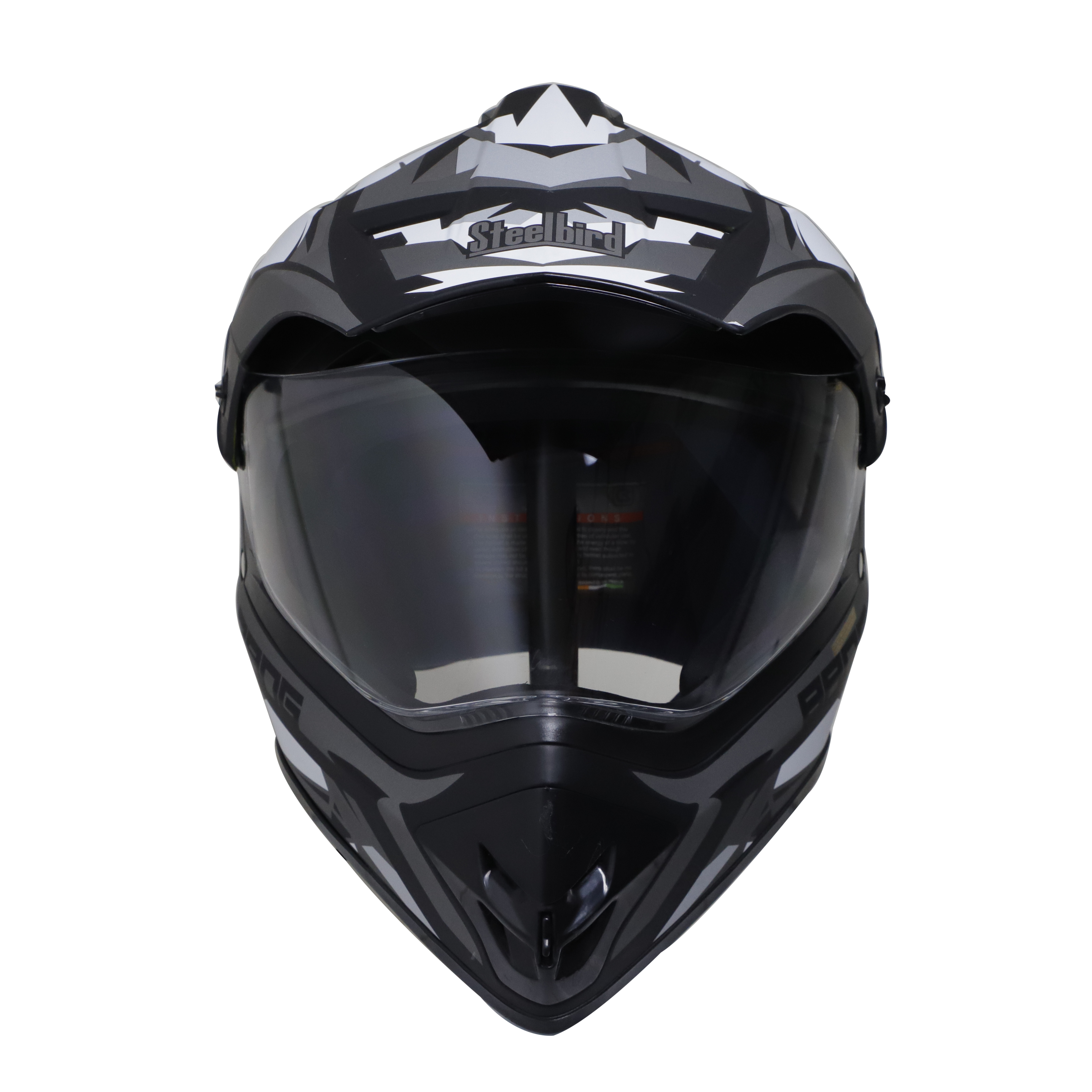 Steelbird Off Road Bang KTN ISI Certified ABS Material Shell Motocross Helmet (Matt Black Grey With Clear Visor)