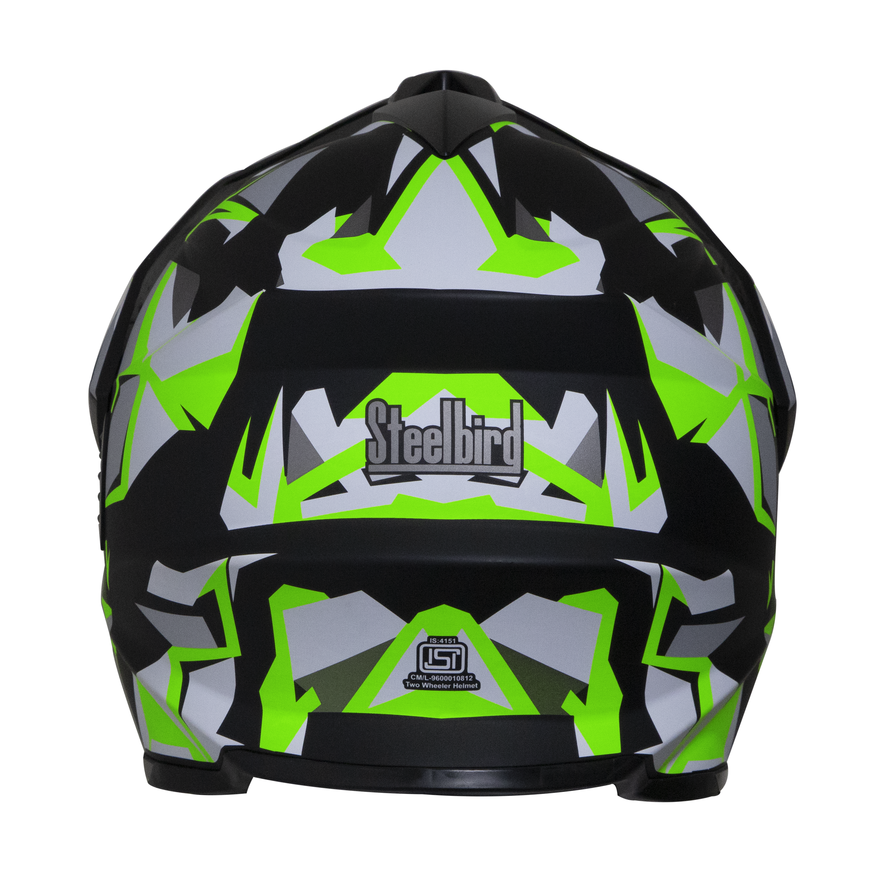 Steelbird Off Road Bang KTN ISI Certified ABS Material Shell Motocross Helmet (Matt Black Neon With Clear Visor)