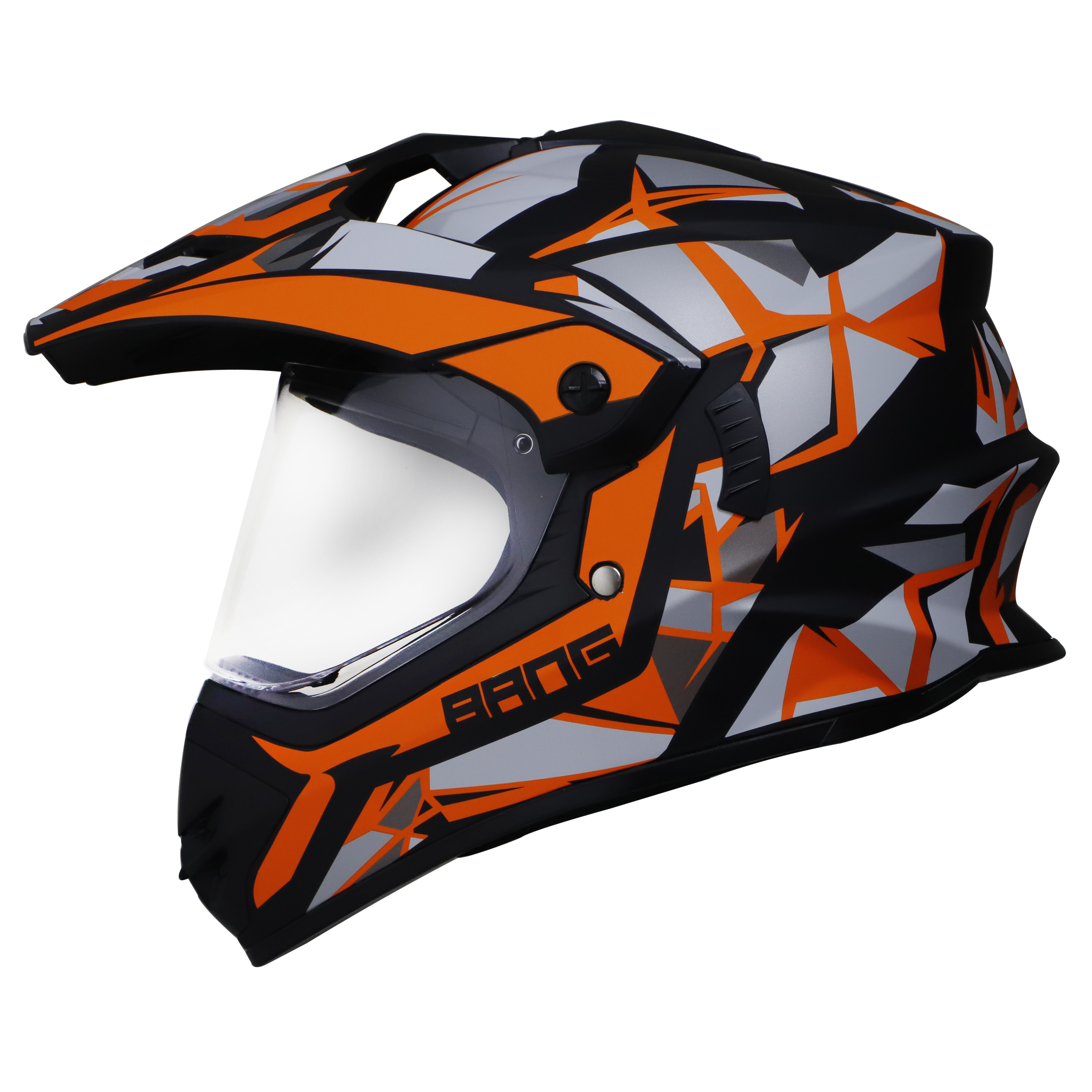 Steelbird Off Road Bang KTN ISI Certified ABS Material Shell Motocross Helmet (Matt Black Orange With Clear Visor)