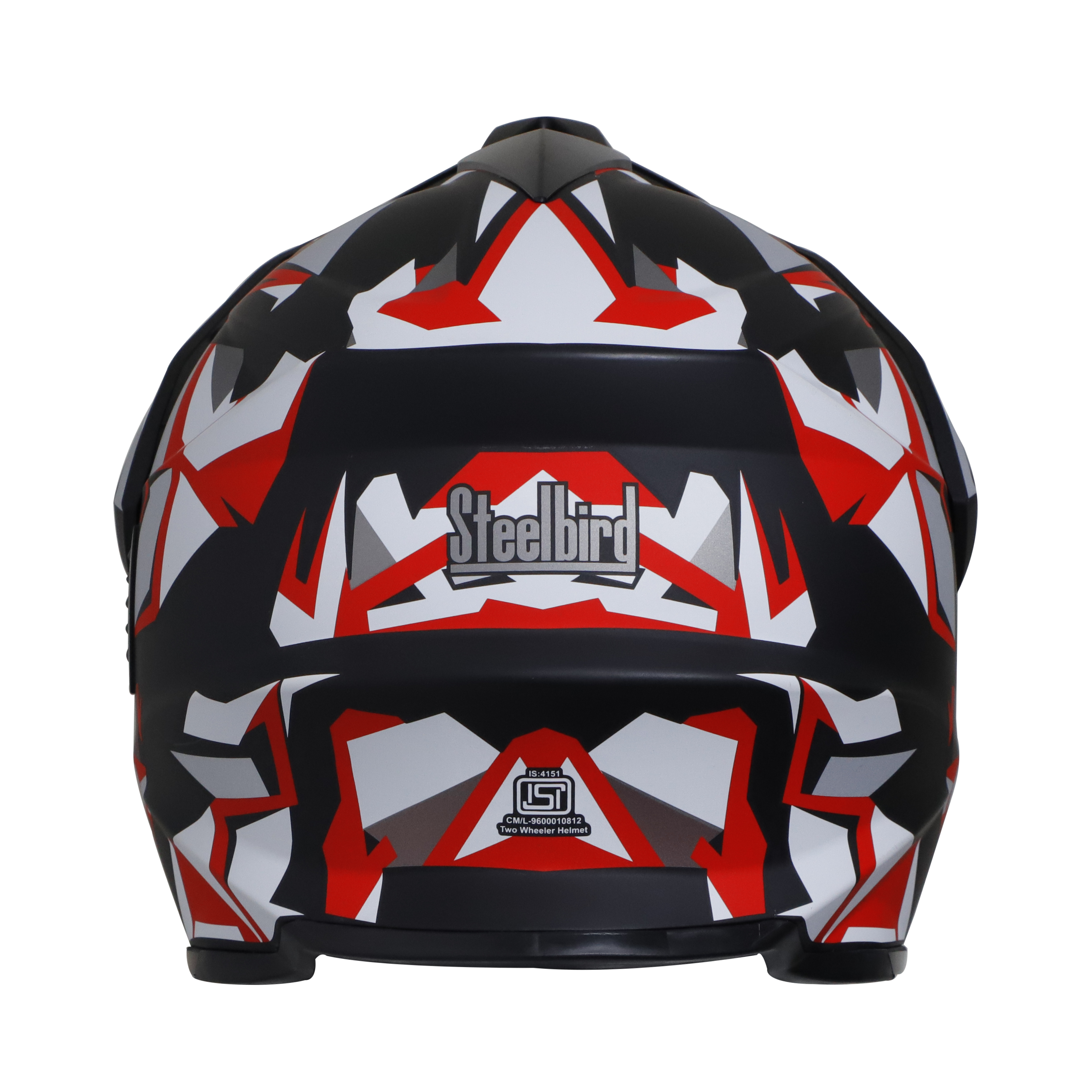 Steelbird Off Road Bang KTN ISI Certified ABS Material Shell Motocross Helmet (Matt Black Red With Clear Visor)