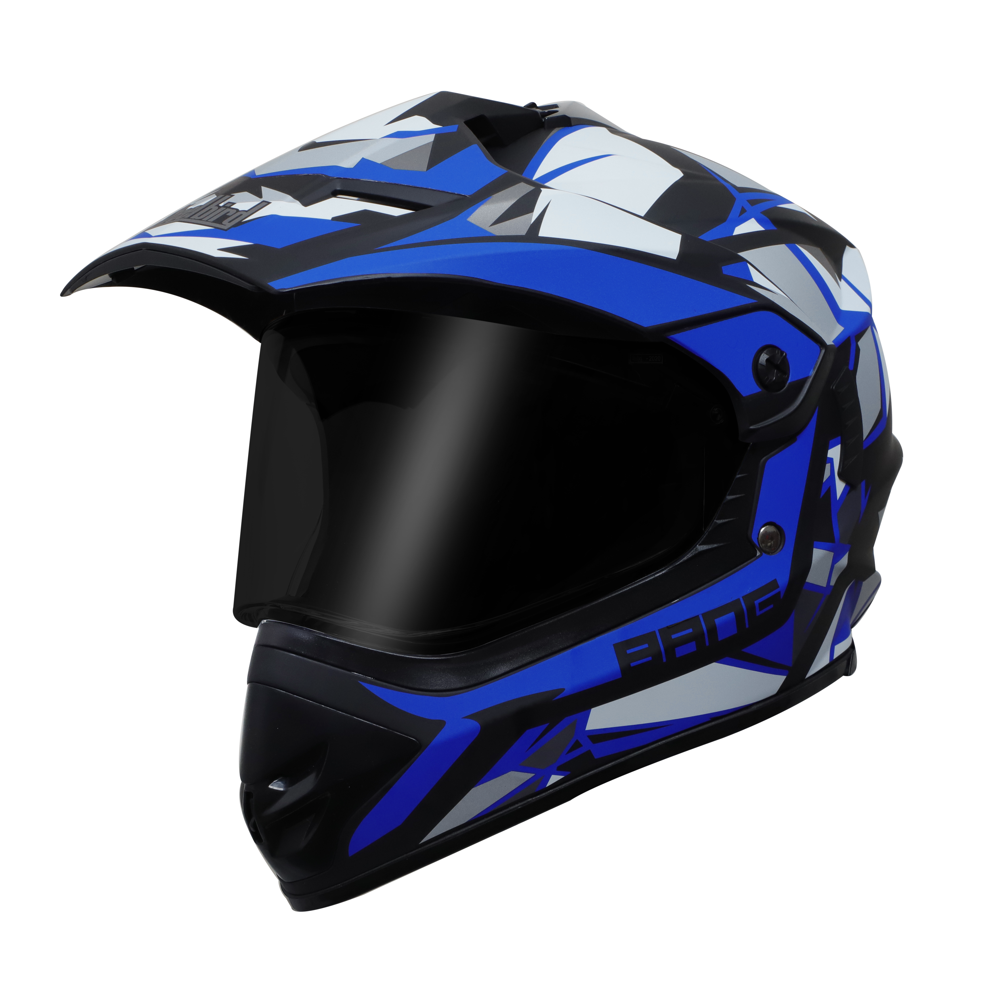 Steelbird Off Road Bang KTN ISI Certified ABS Material Shell Motocross Helmet (Matt Black Blue With Smoke Visor)