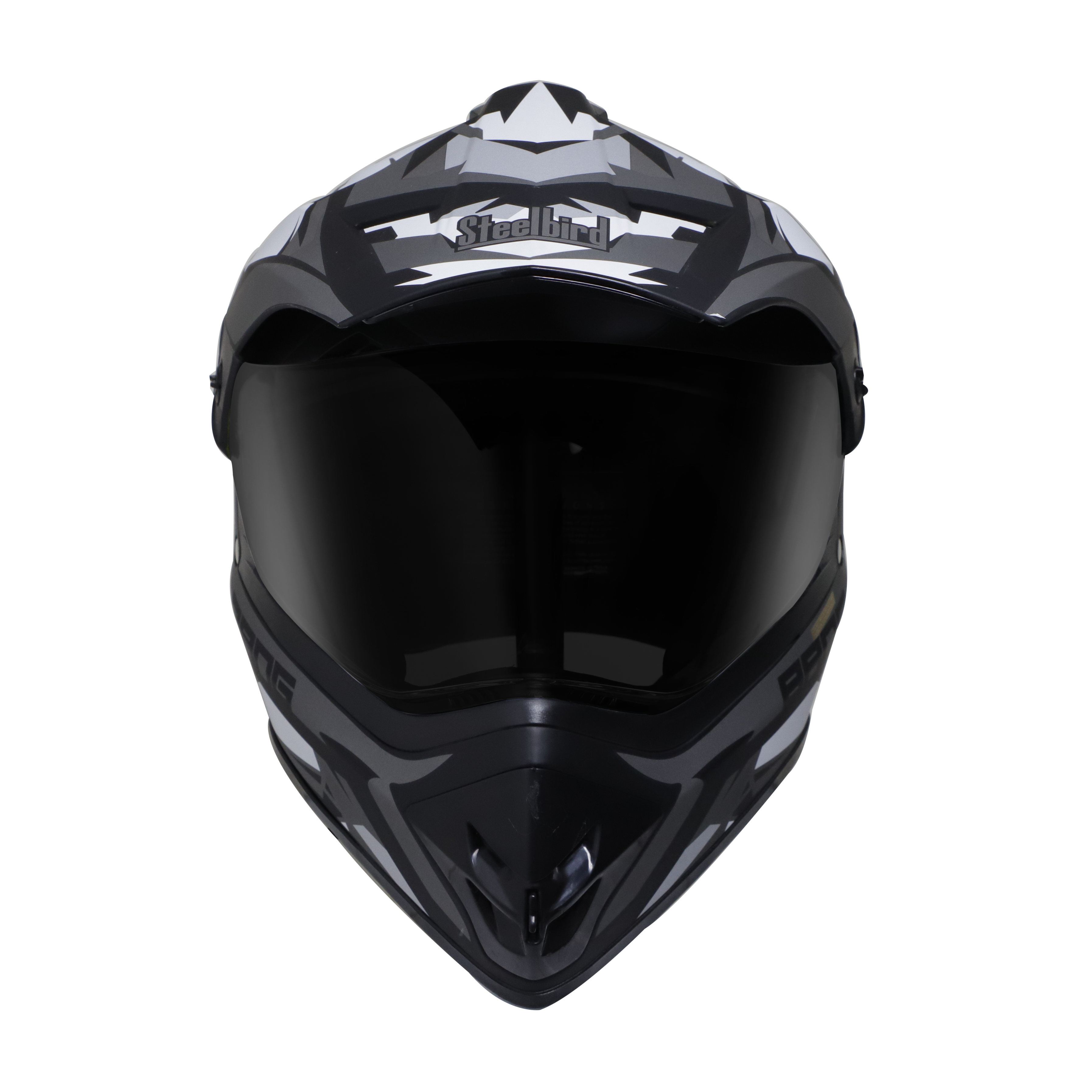 Steelbird Off Road Bang KTN ISI Certified ABS Material Shell Motocross Helmet (Matt Black Grey With Smoke Visor)