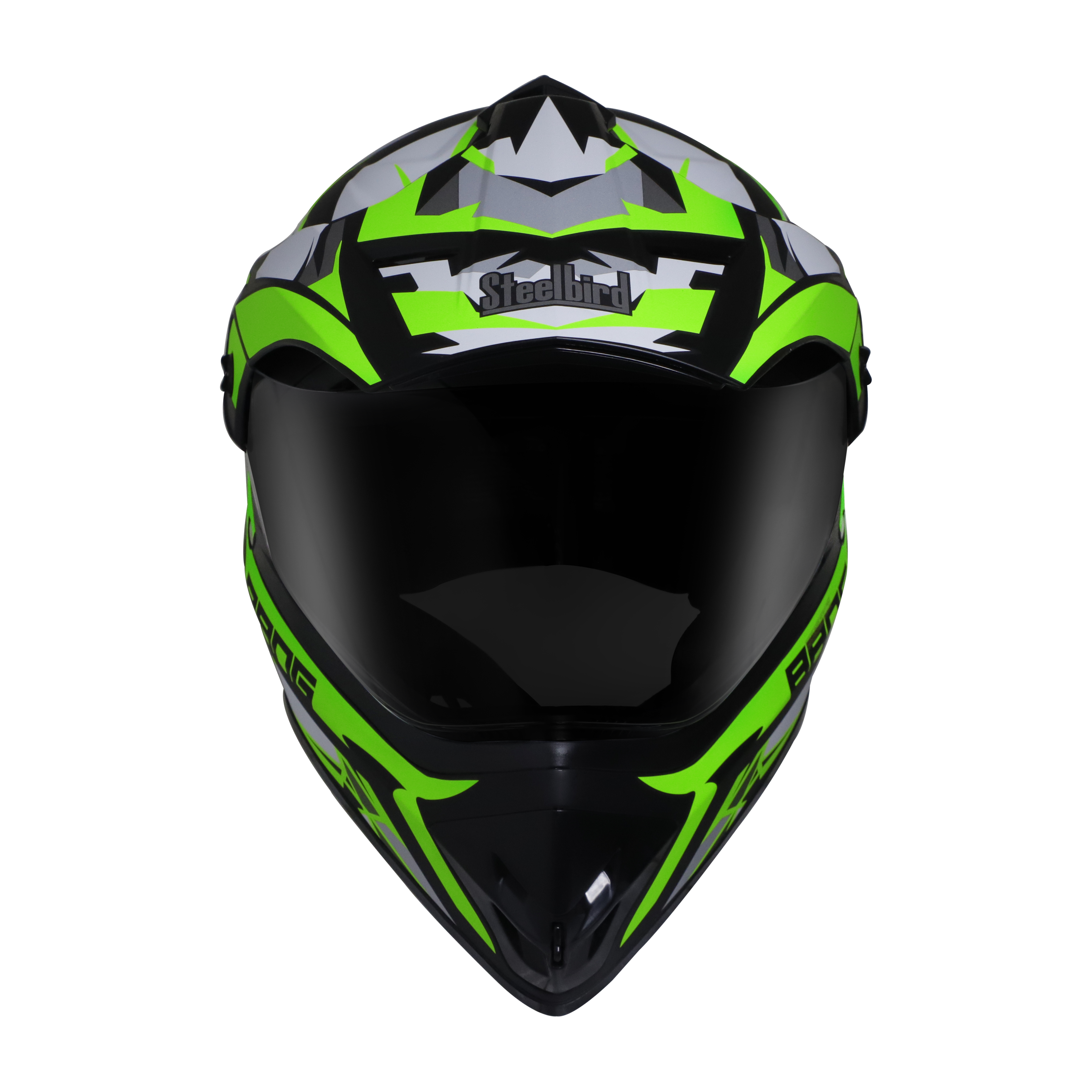 Steelbird Off Road Bang KTN ISI Certified ABS Material Shell Motocross Helmet (Matt Black Neon With Smoke Visor)