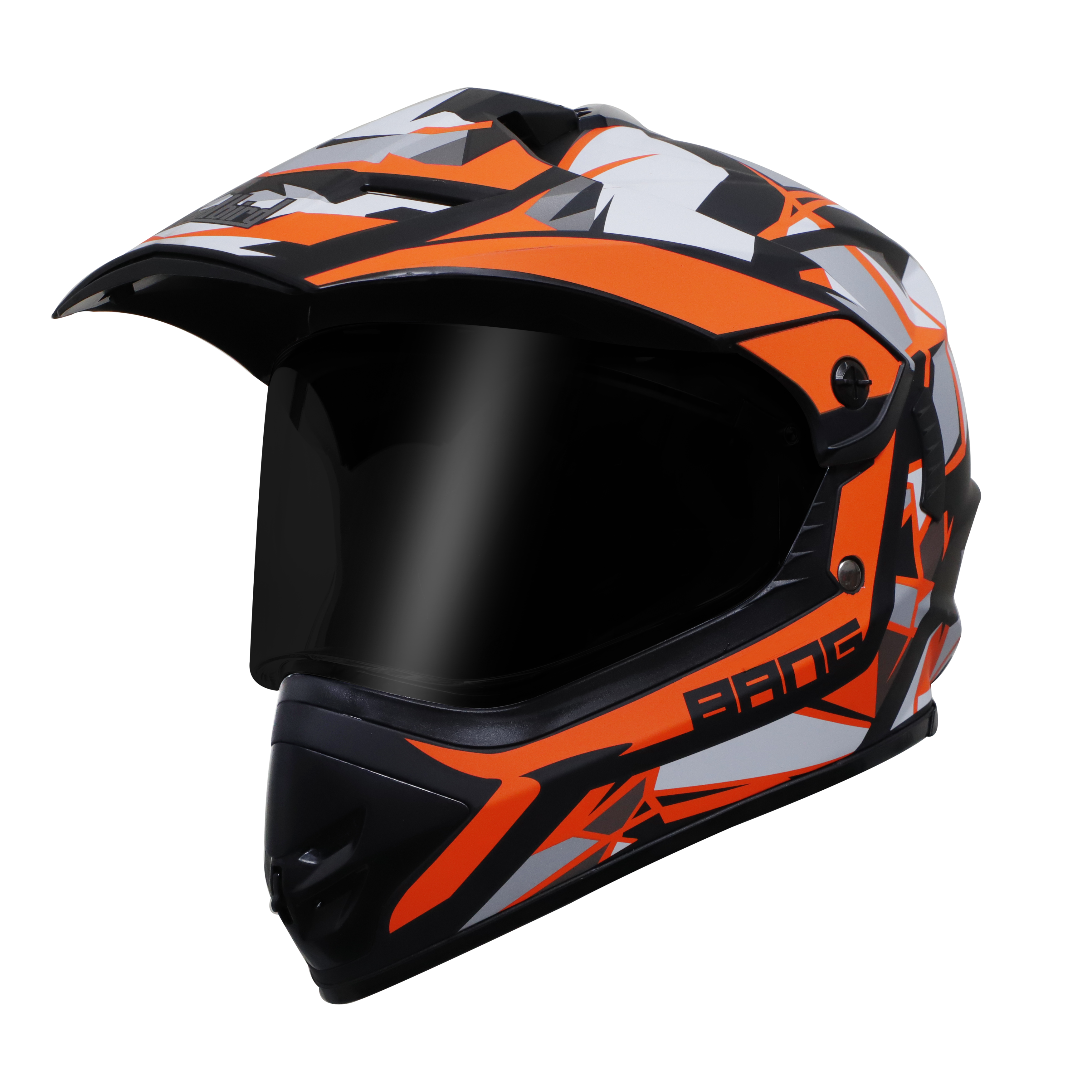 Steelbird Off Road Bang KTN ISI Certified ABS Material Shell Motocross Helmet (Matt Black Orange With Smoke Visor)