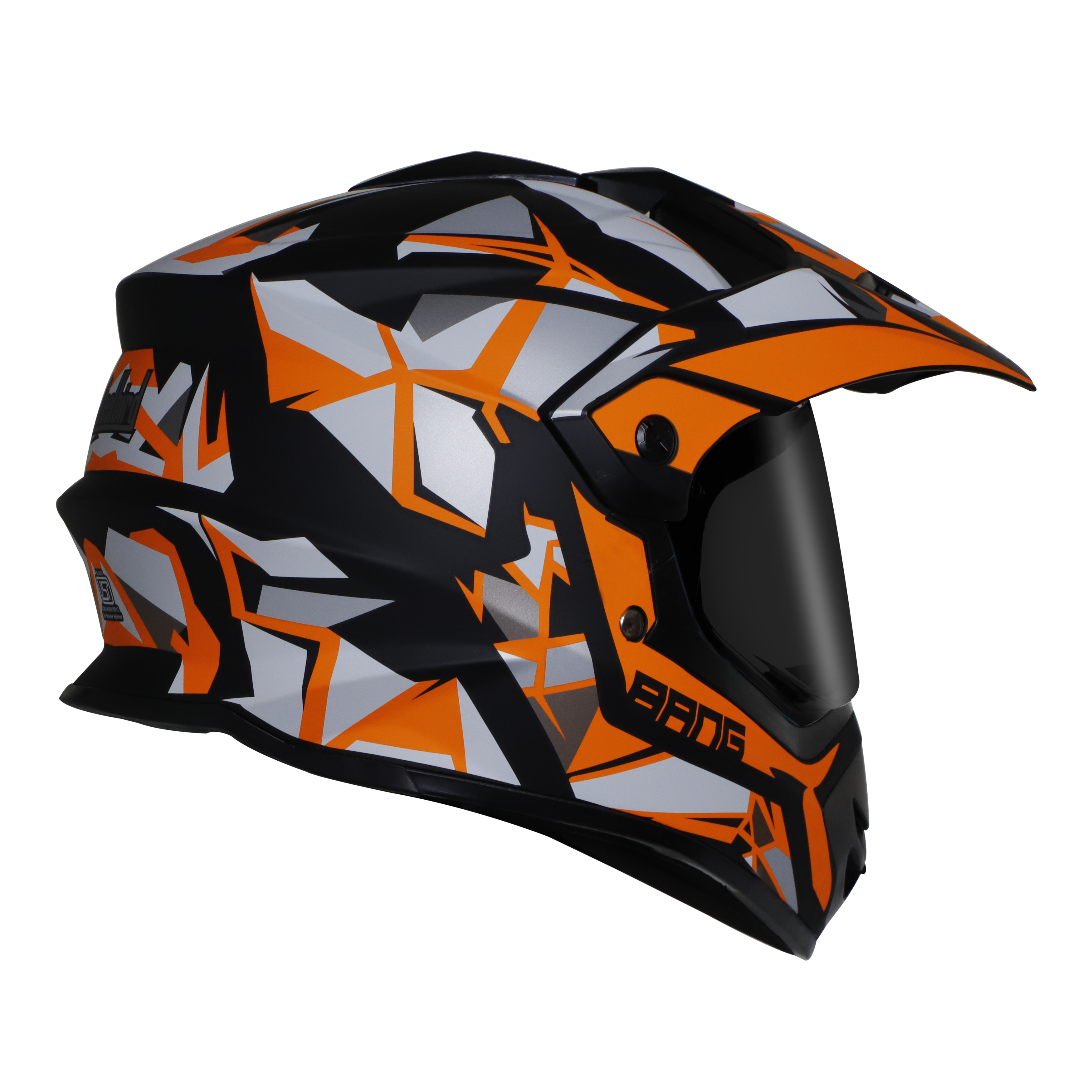 Steelbird Off Road Bang KTN ISI Certified ABS Material Shell Motocross Helmet (Matt Black Orange With Smoke Visor)