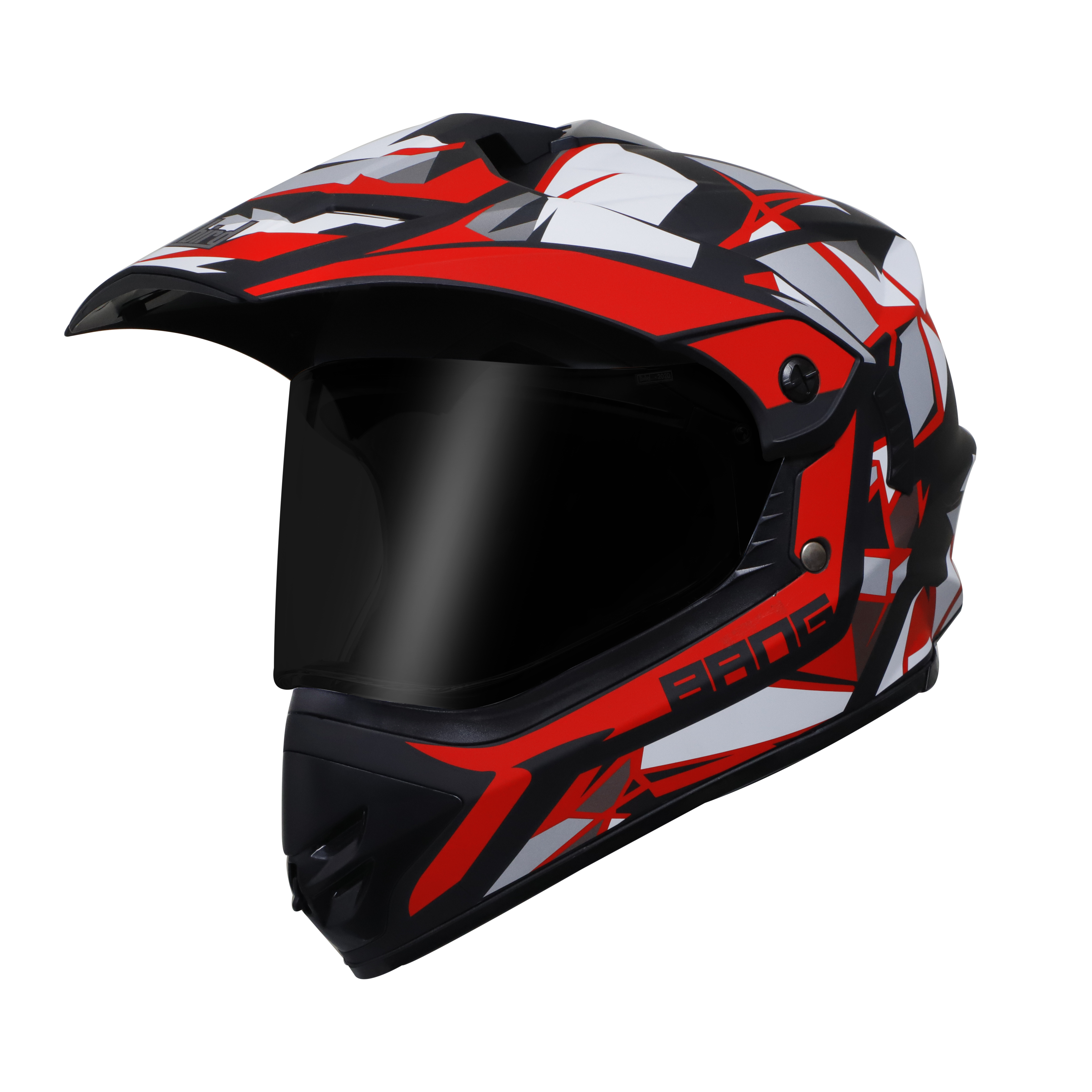 Steelbird Off Road Bang KTN ISI Certified ABS Material Shell Motocross Helmet (Matt Black Red with Smoke Visor)