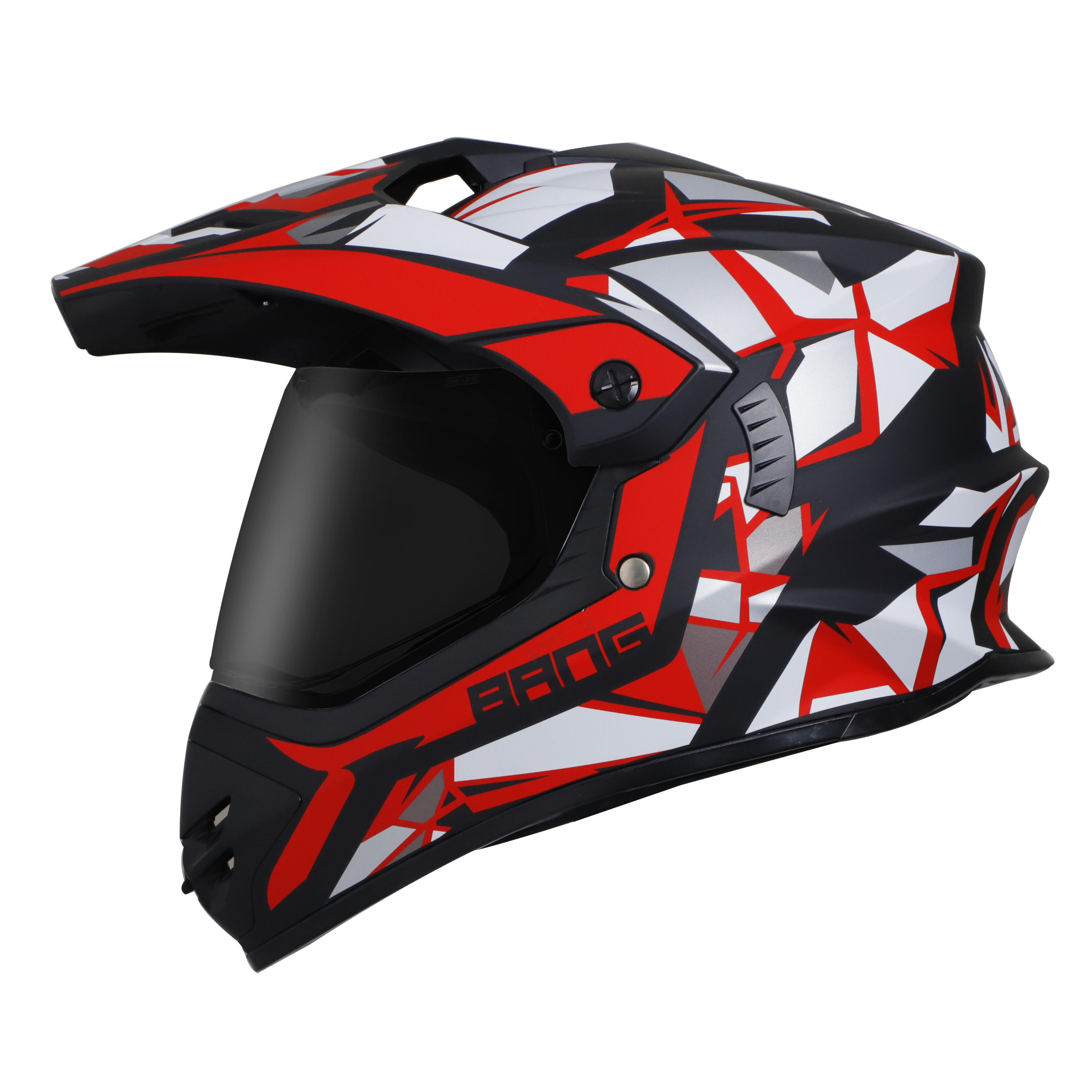Steelbird Off Road Bang KTN ISI Certified ABS Material Shell Motocross Helmet (Matt Black Red With Smoke Visor)