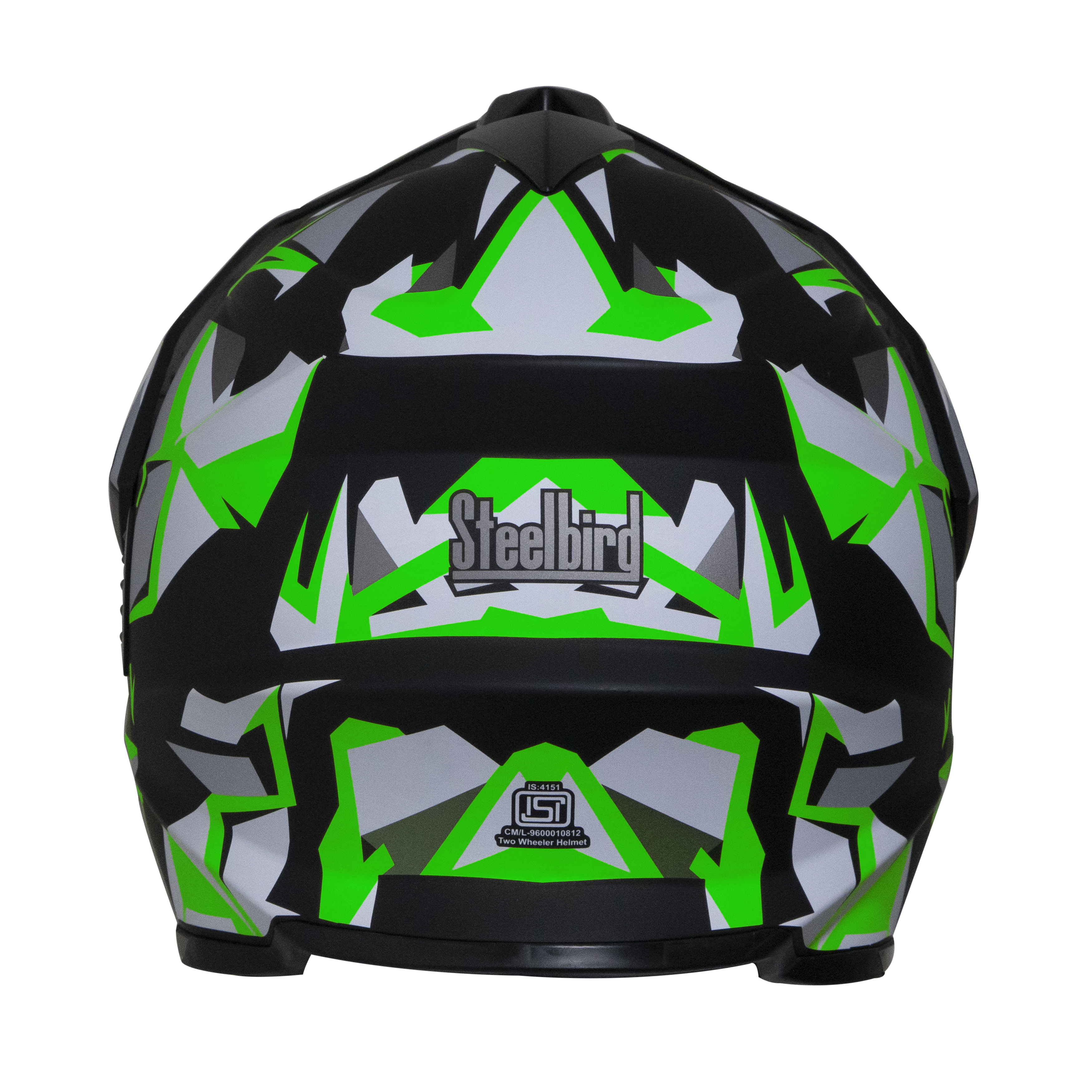 Steelbird Off Road Bang KTN ISI Certified ABS Material Shell Motocross Helmet (Matt Black Green With Chrome Gold Visor)