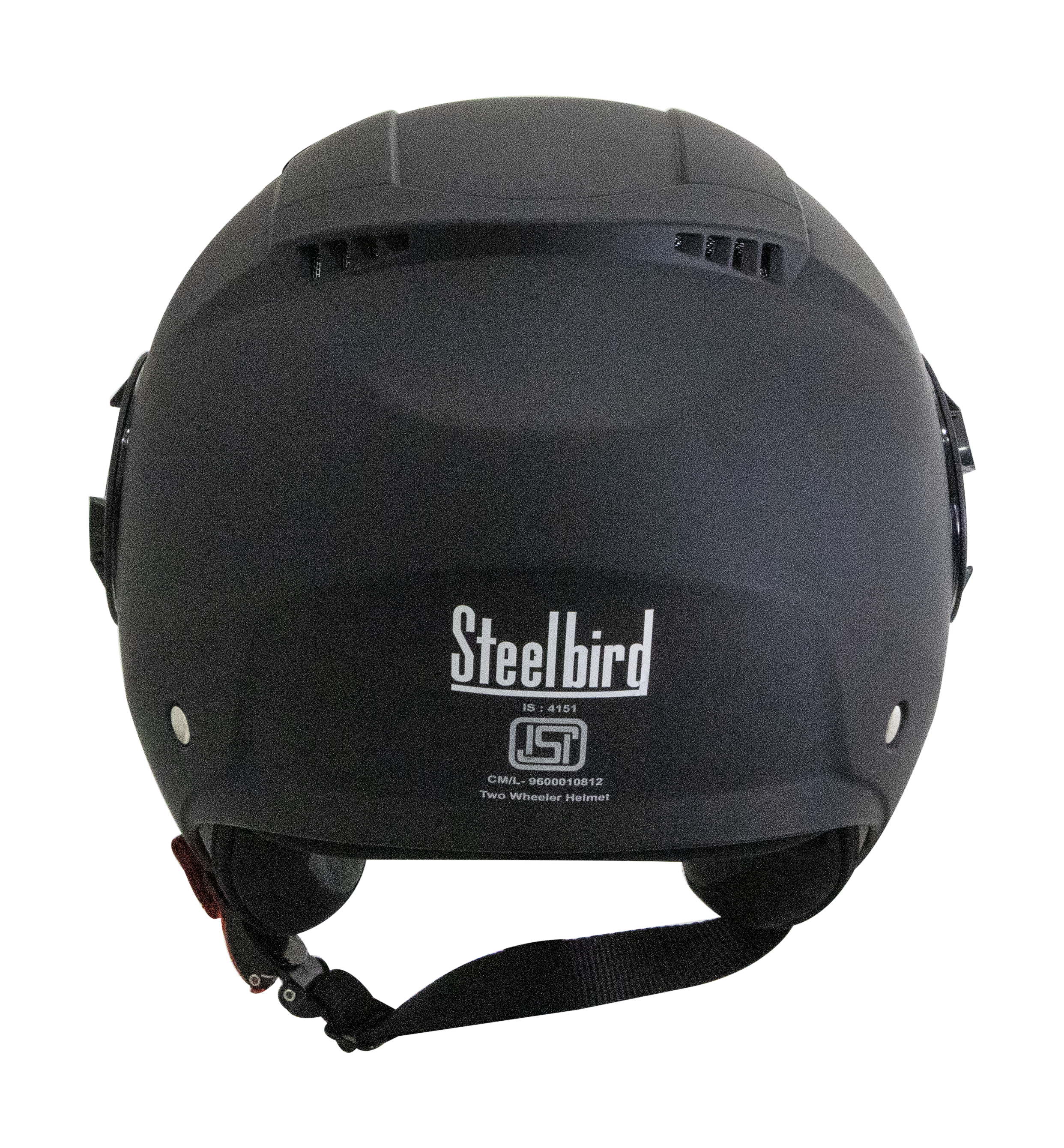 Steelbird Baron Open Face Helmet , ISI Certified Helmet (Matt Black With Clear Visor)