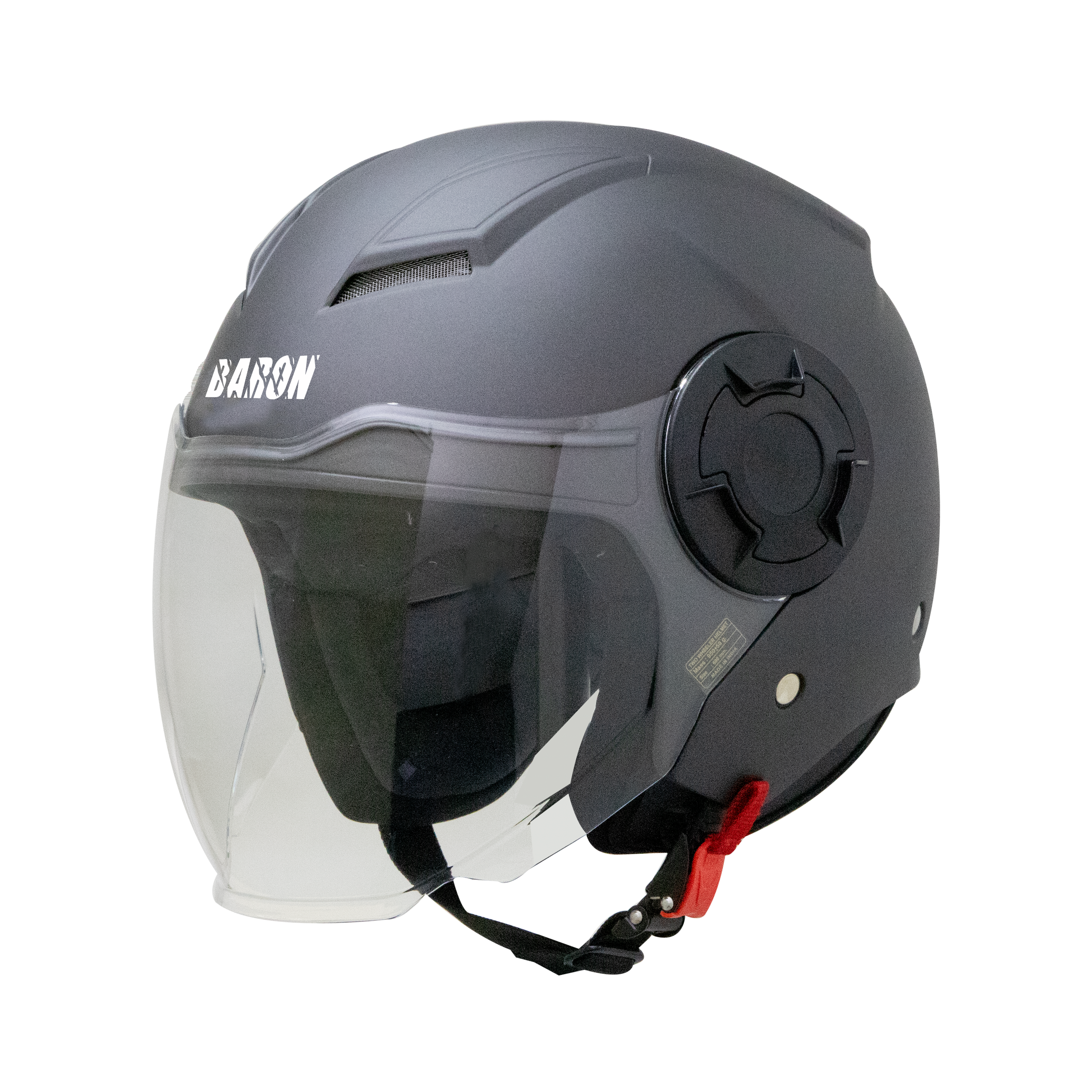 Steelbird Baron Open Face Helmet , ISI Certified Helmet (Matt H.Grey With Clear Visor)